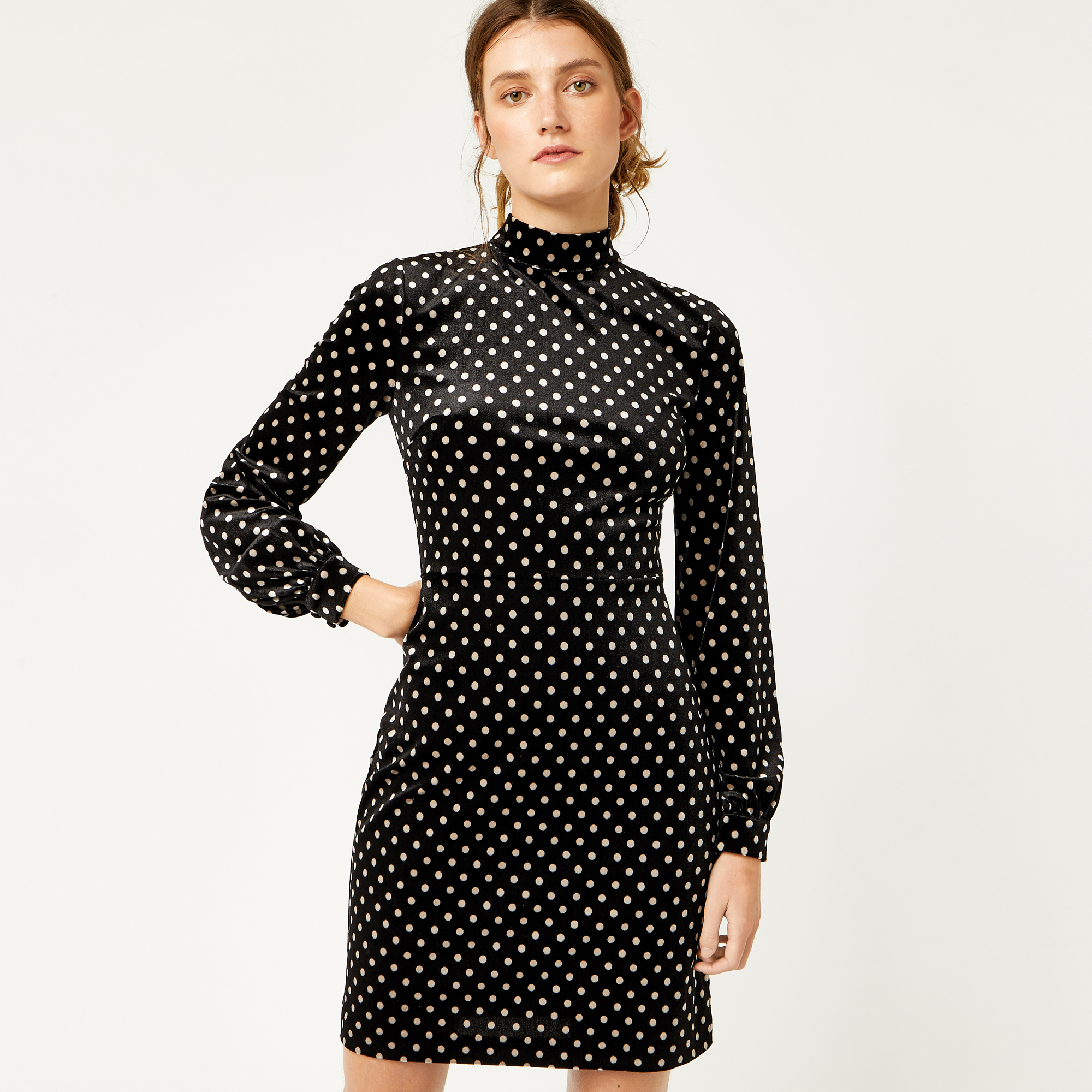 warehouse black spotty dress