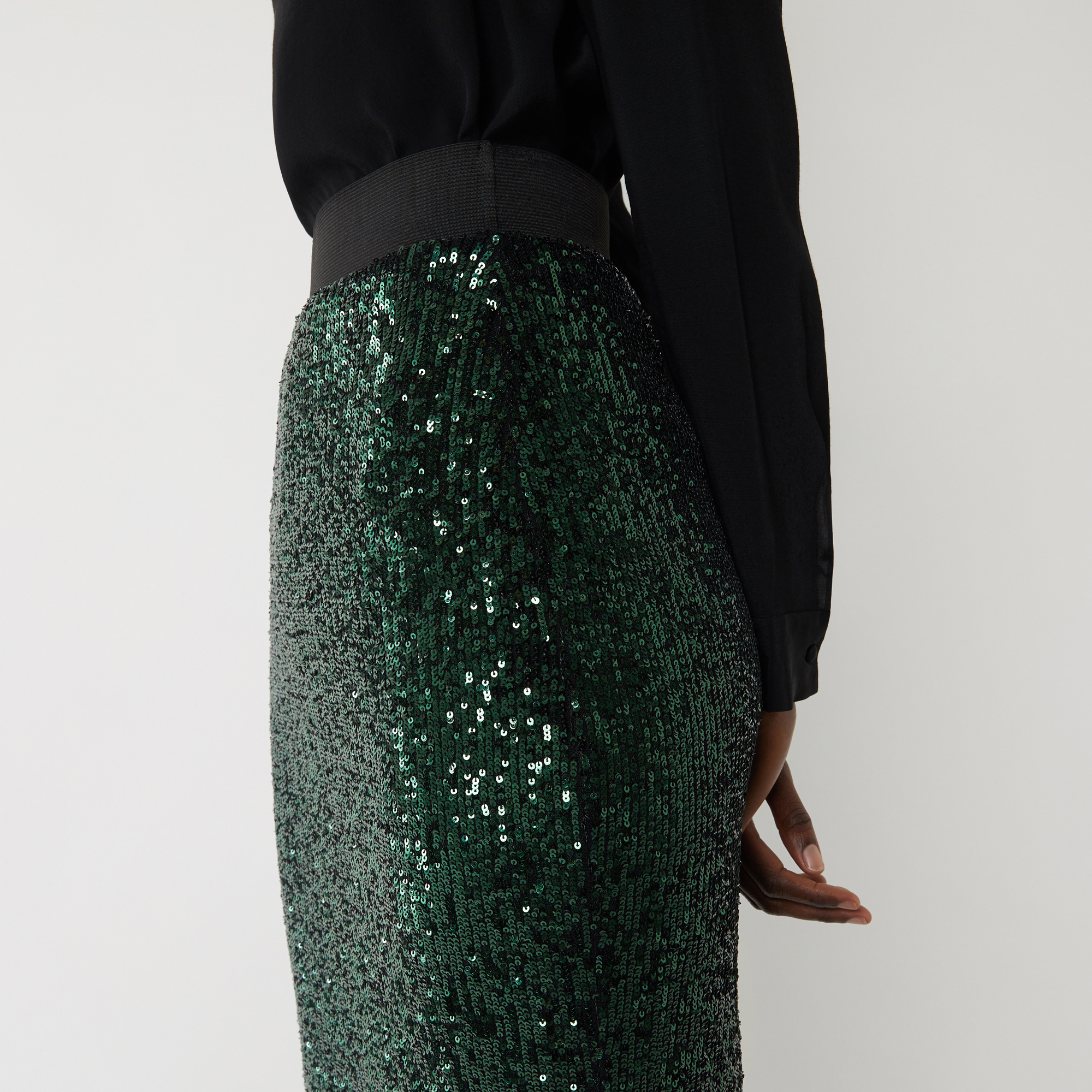 warehouse velvet sequin midi skirt