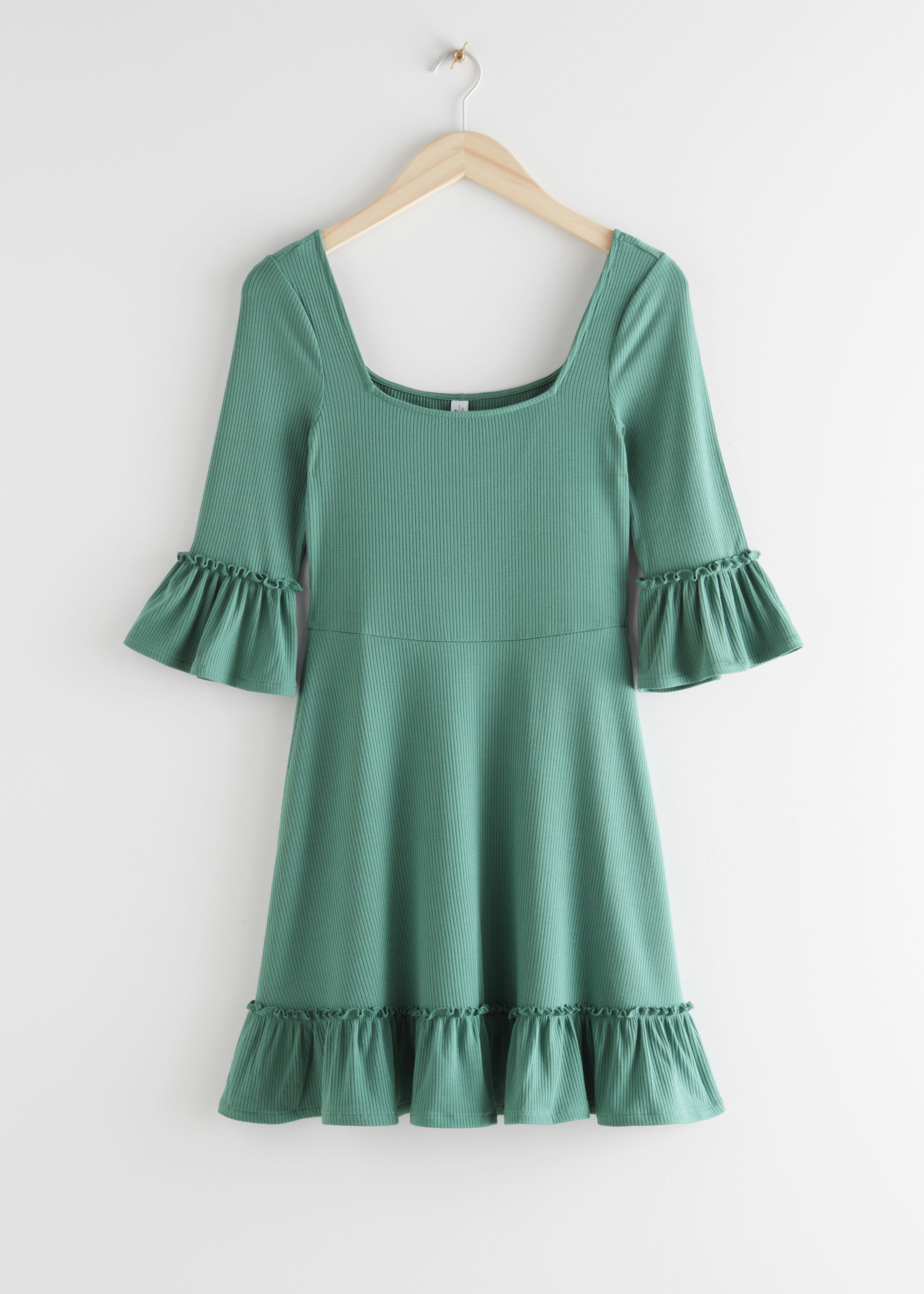 ruffle trim mini dress