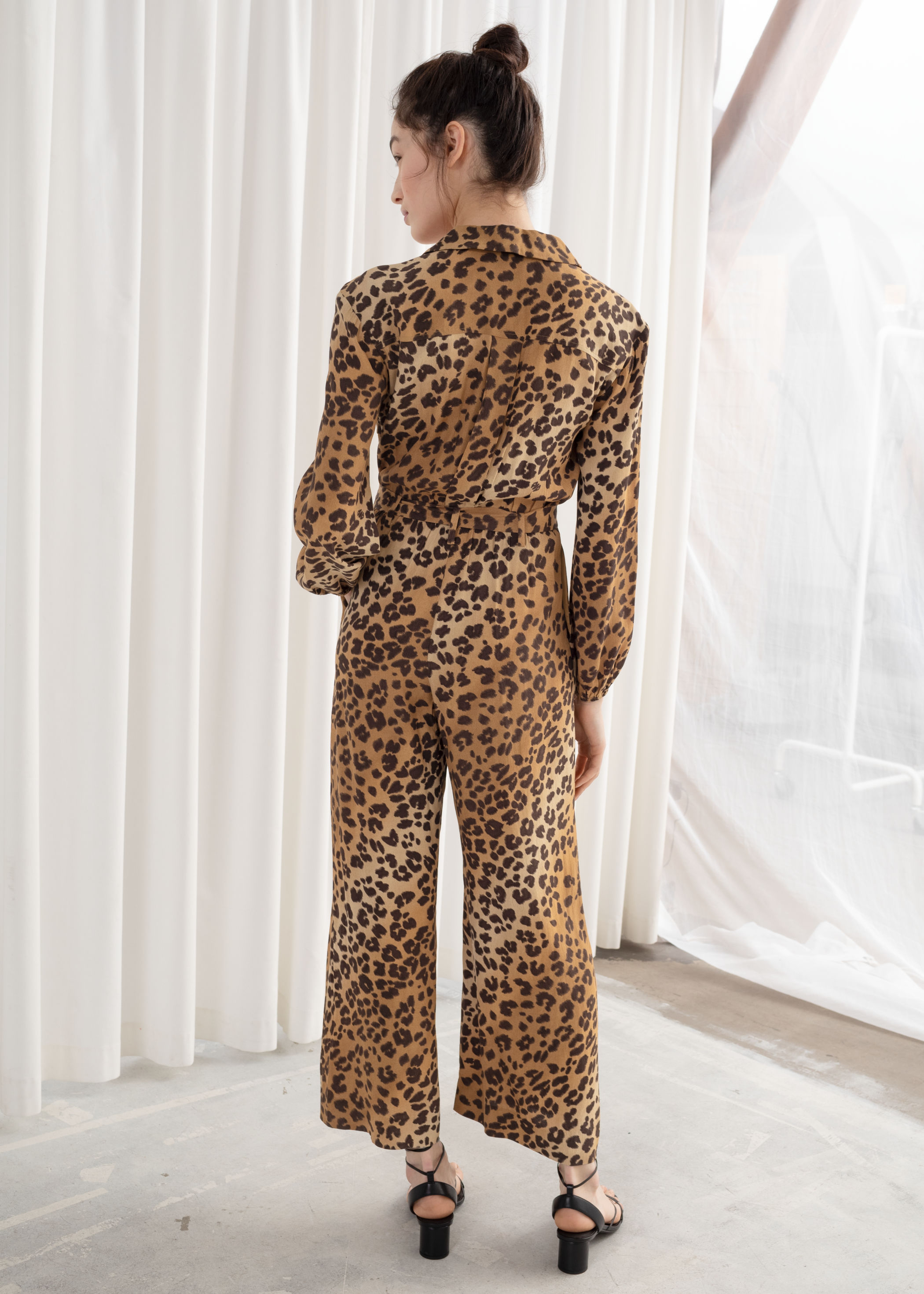 long sleeve leopard jumpsuit