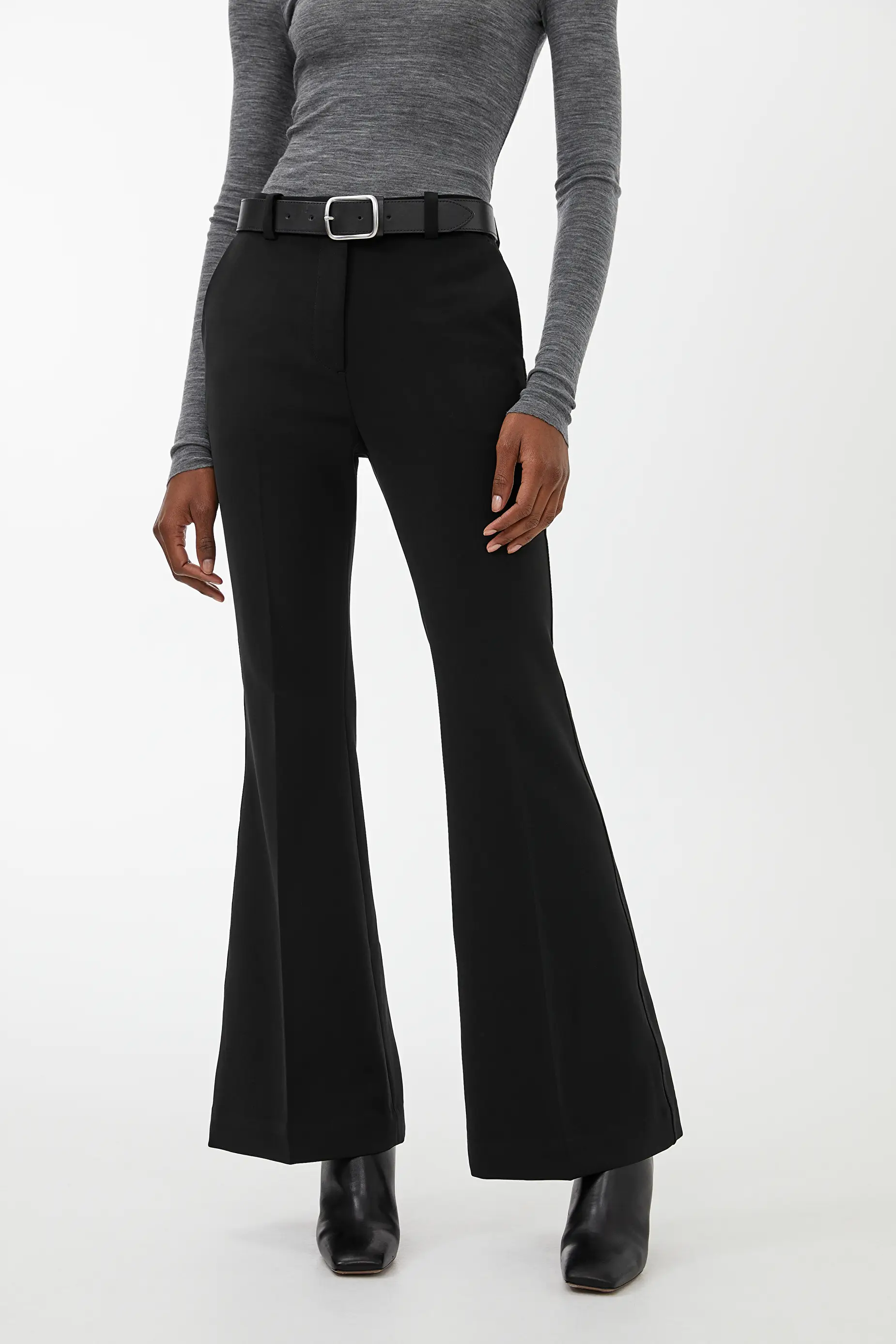 flared stretch trousers
