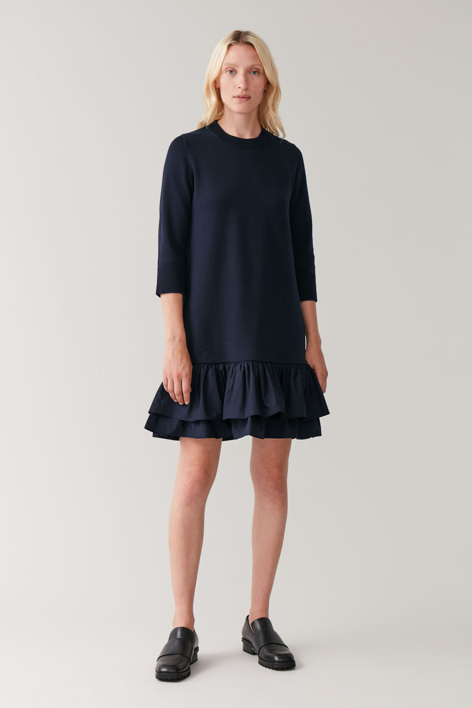 Knitted Dress With Woven Pleats | Endource