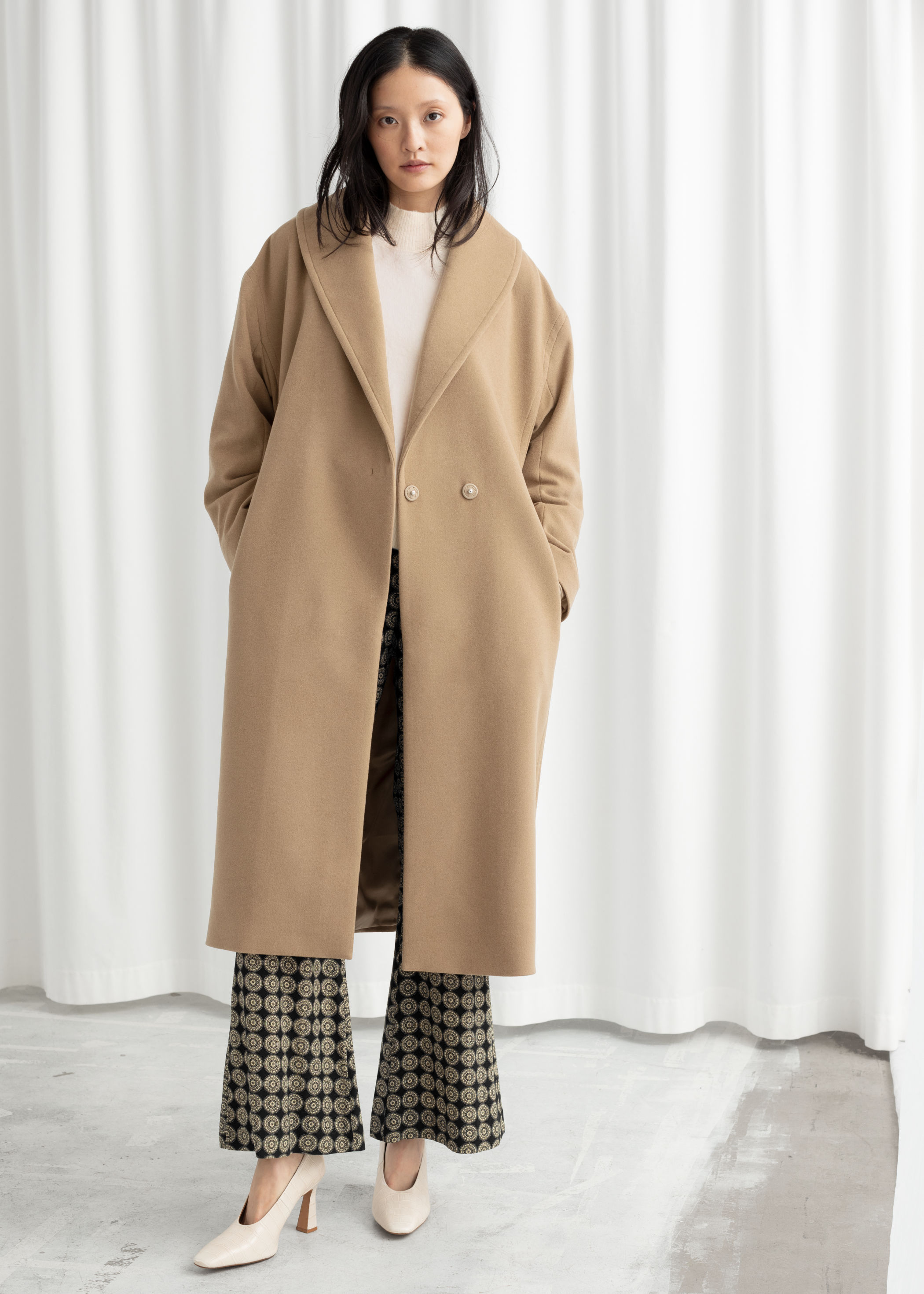 wool blend maxi coat