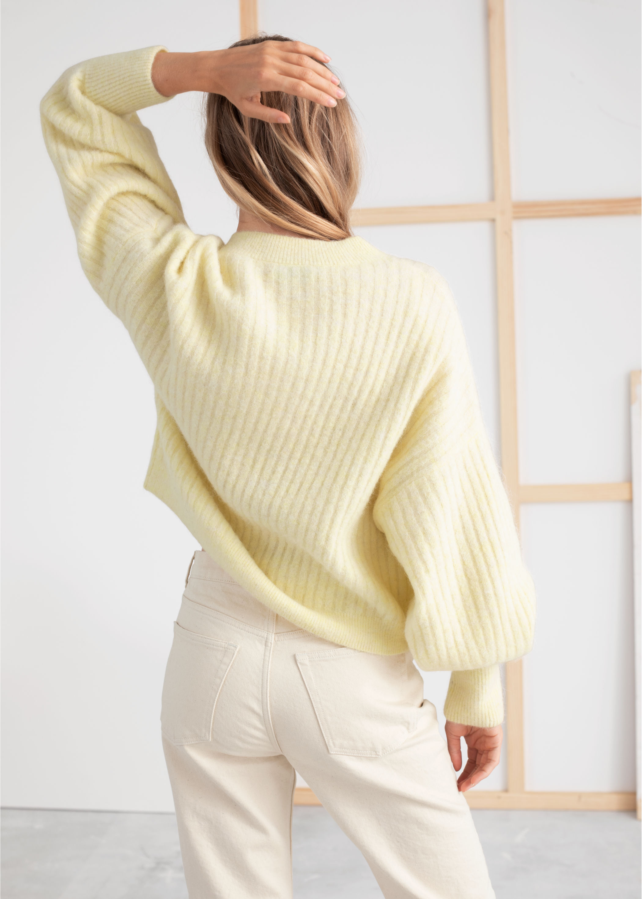 oversized ribbed crewneck cardigan