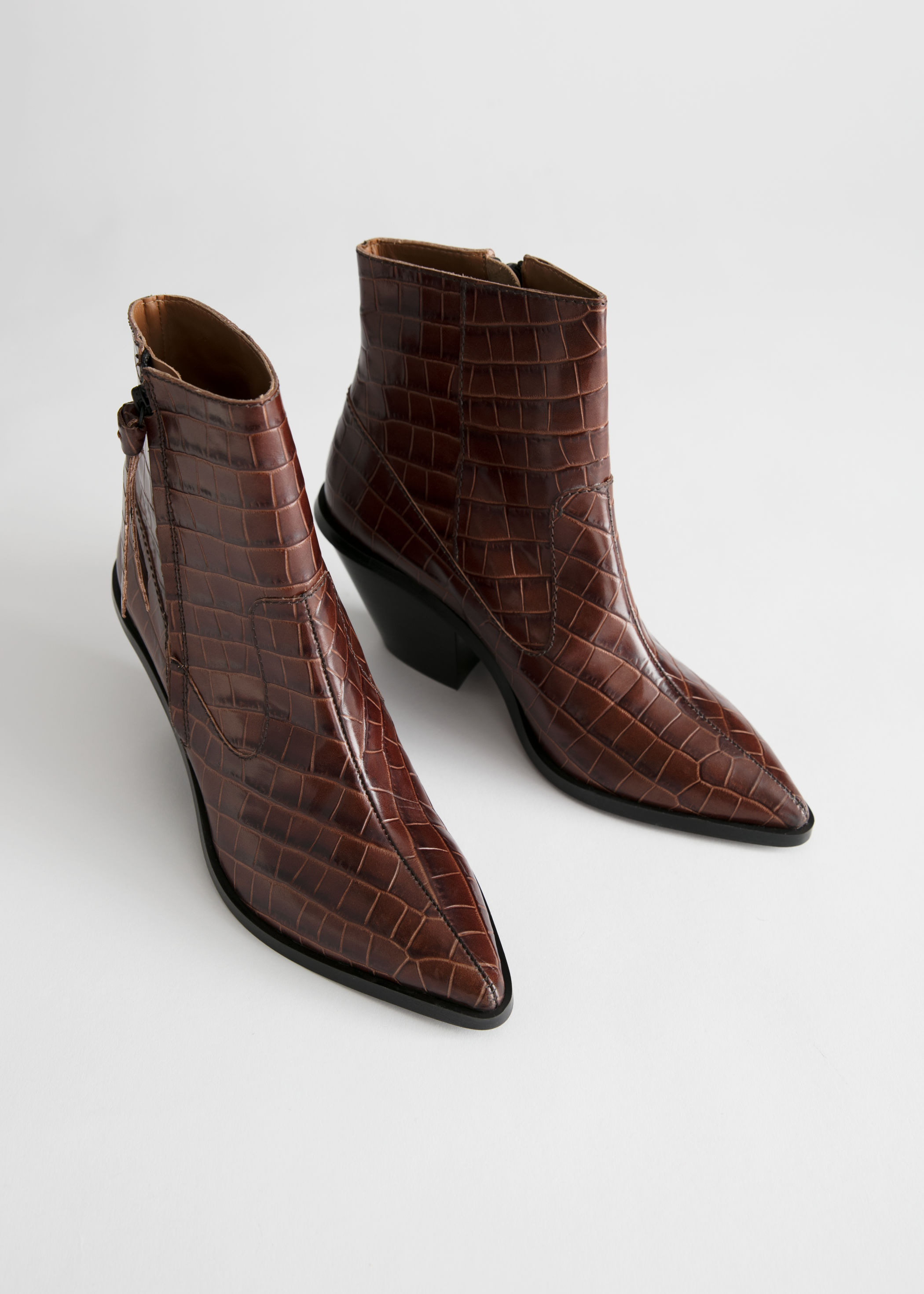 croc leather booties