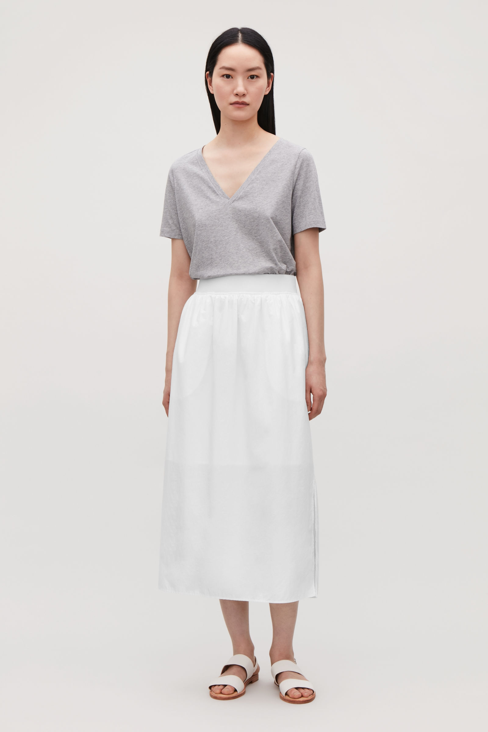 white cotton skirt elastic waist