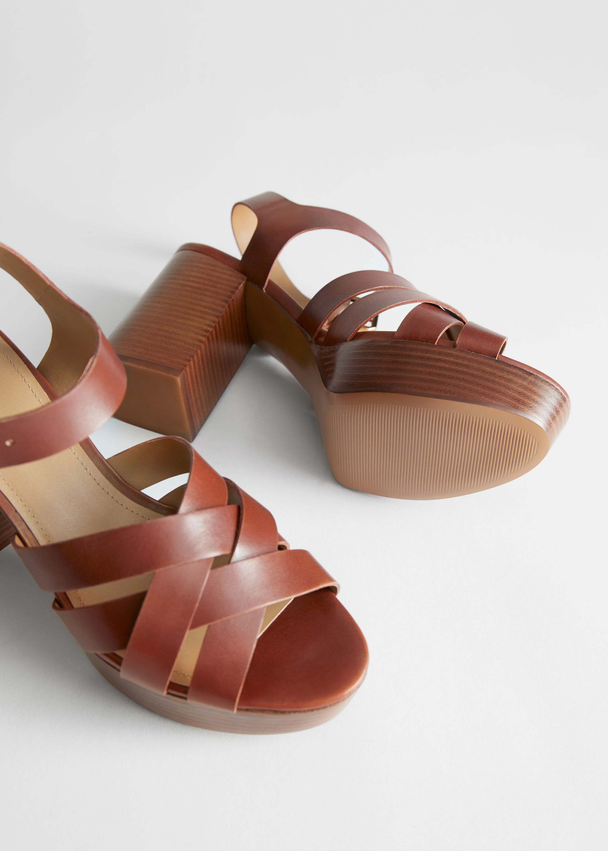 brown leather platform sandals