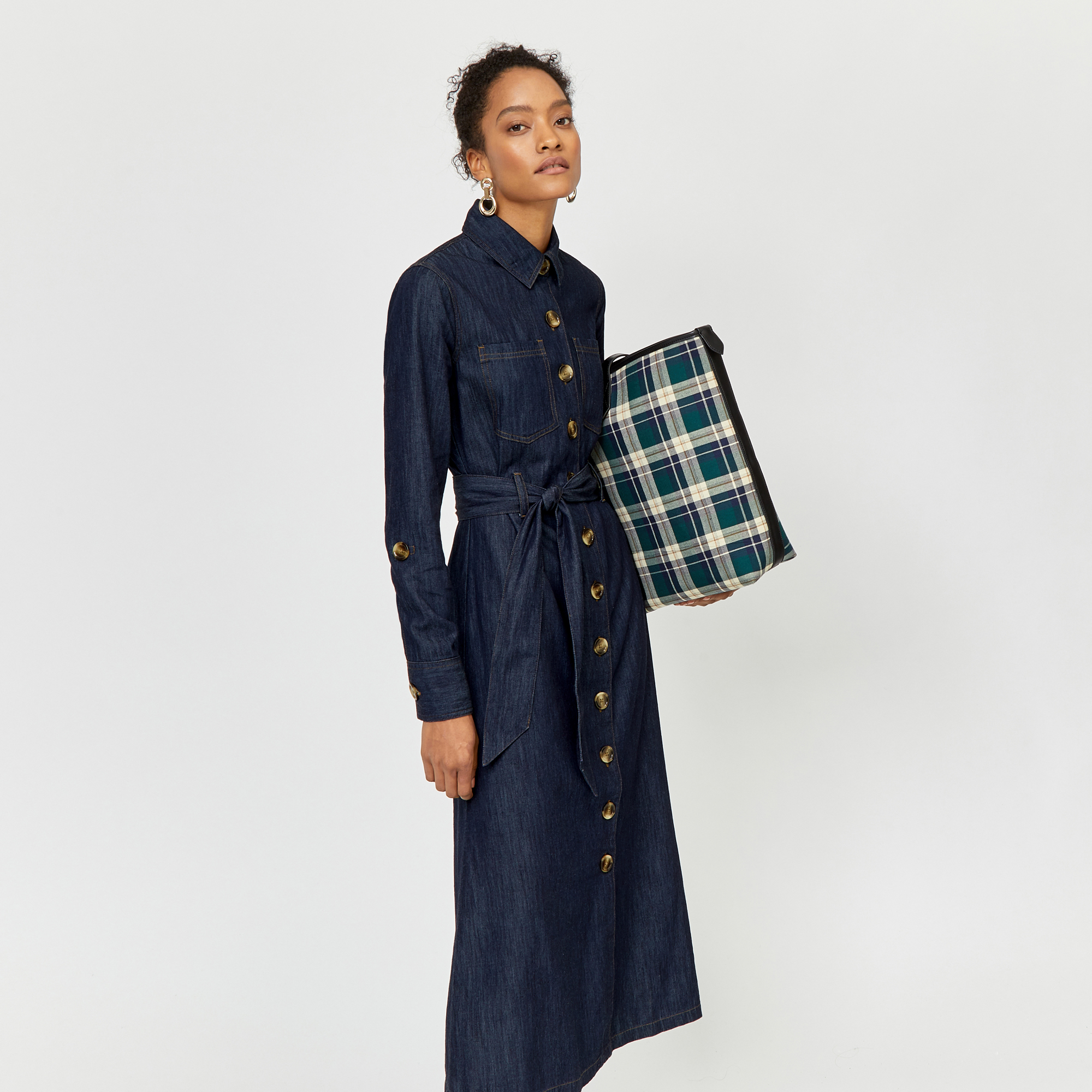 warehouse long denim dress