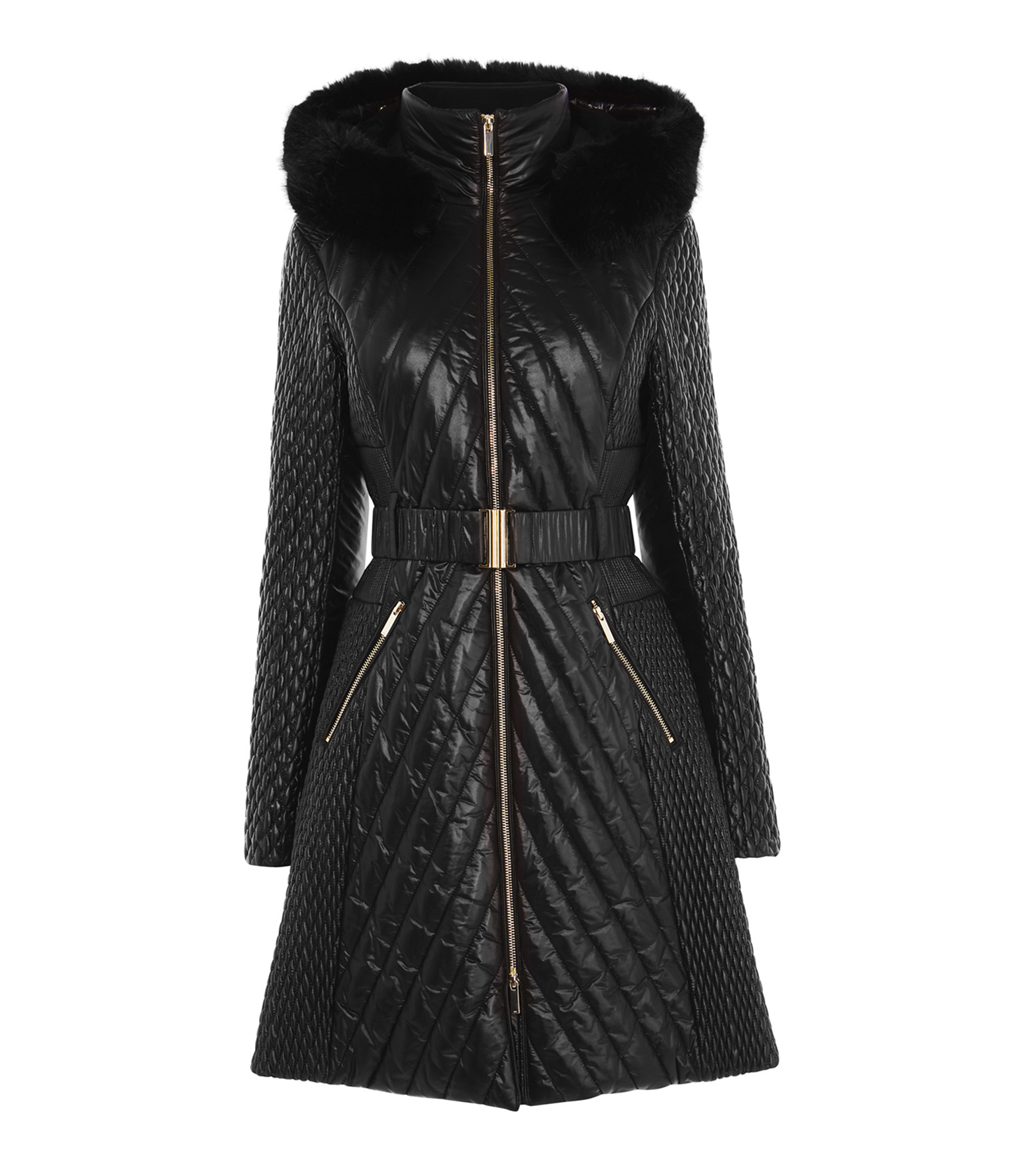 karen millen black quilted coat