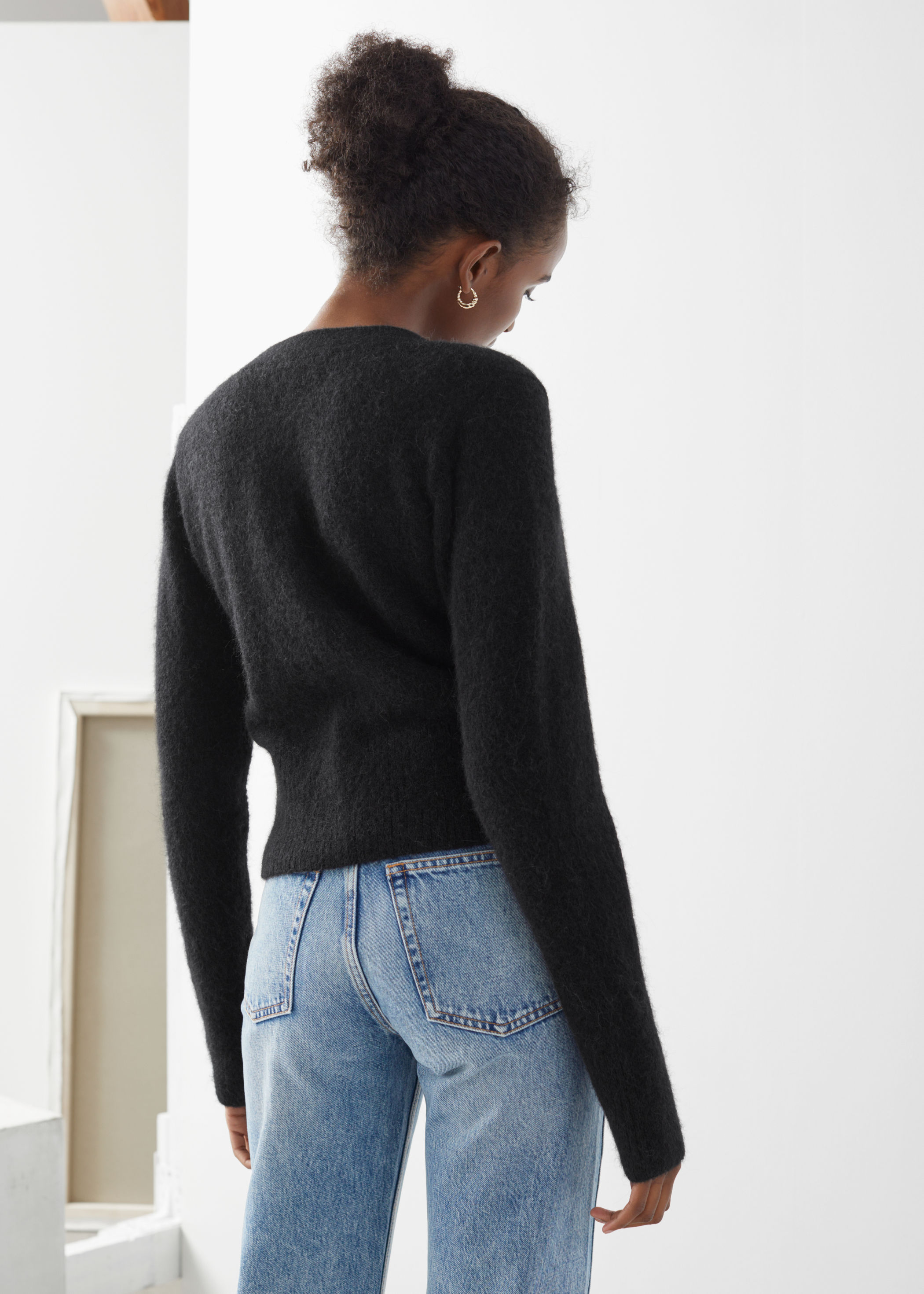 bee button alpaca blend cardigan