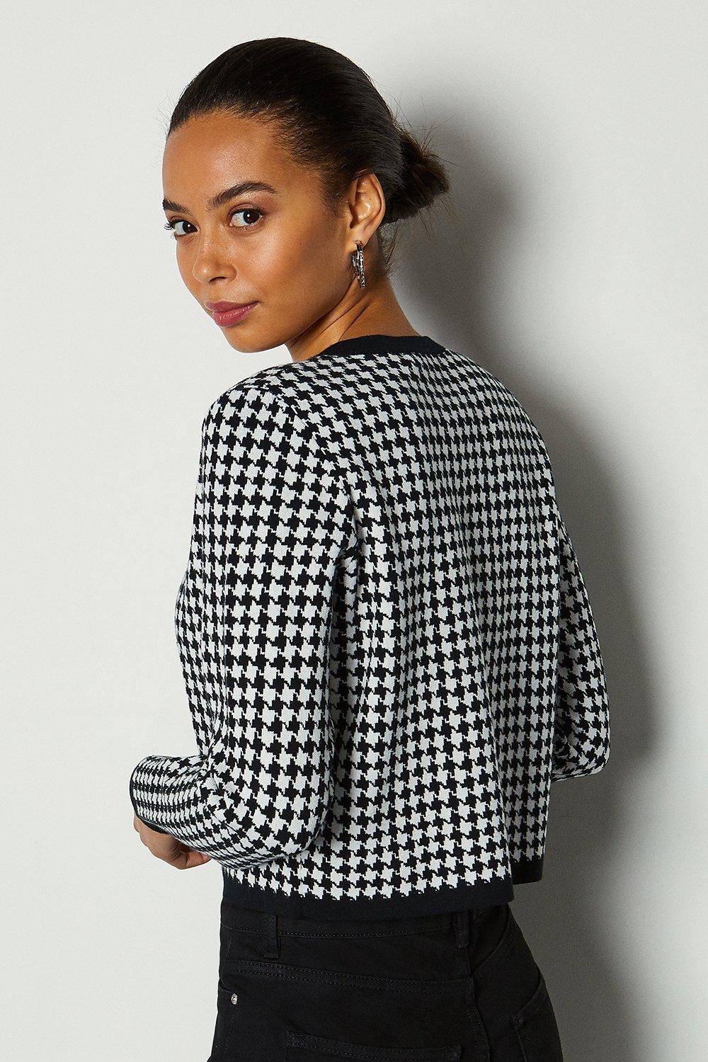 houndstooth cropped cardigan