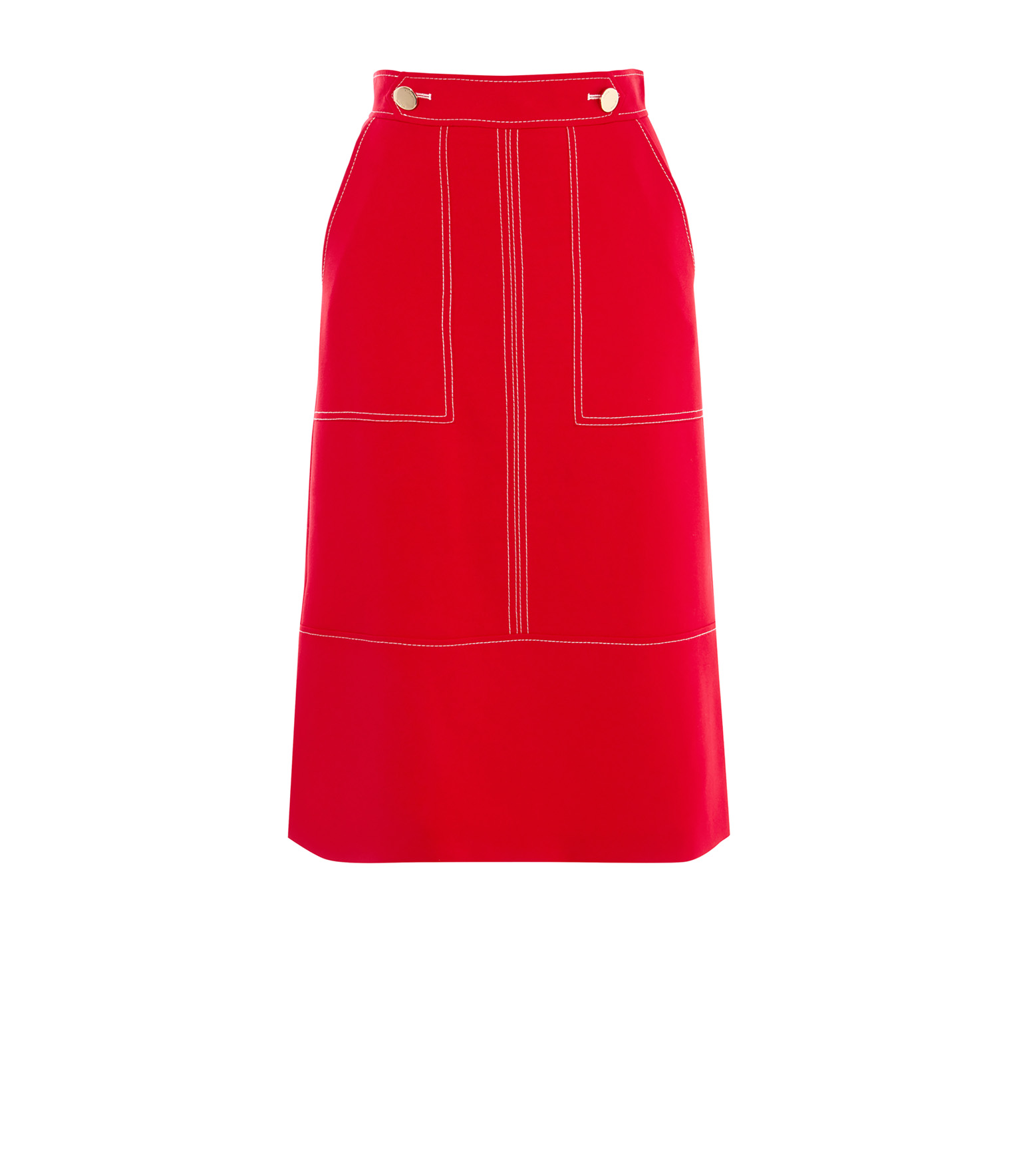 red contrast stitch skirt