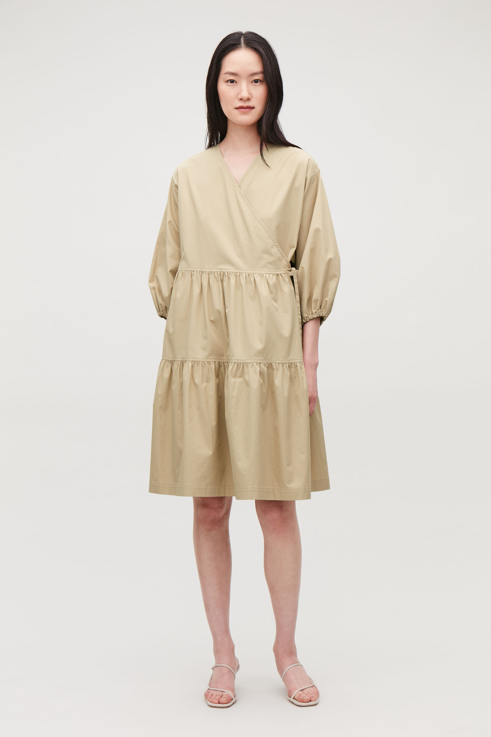 cos gathered a line wrap dress