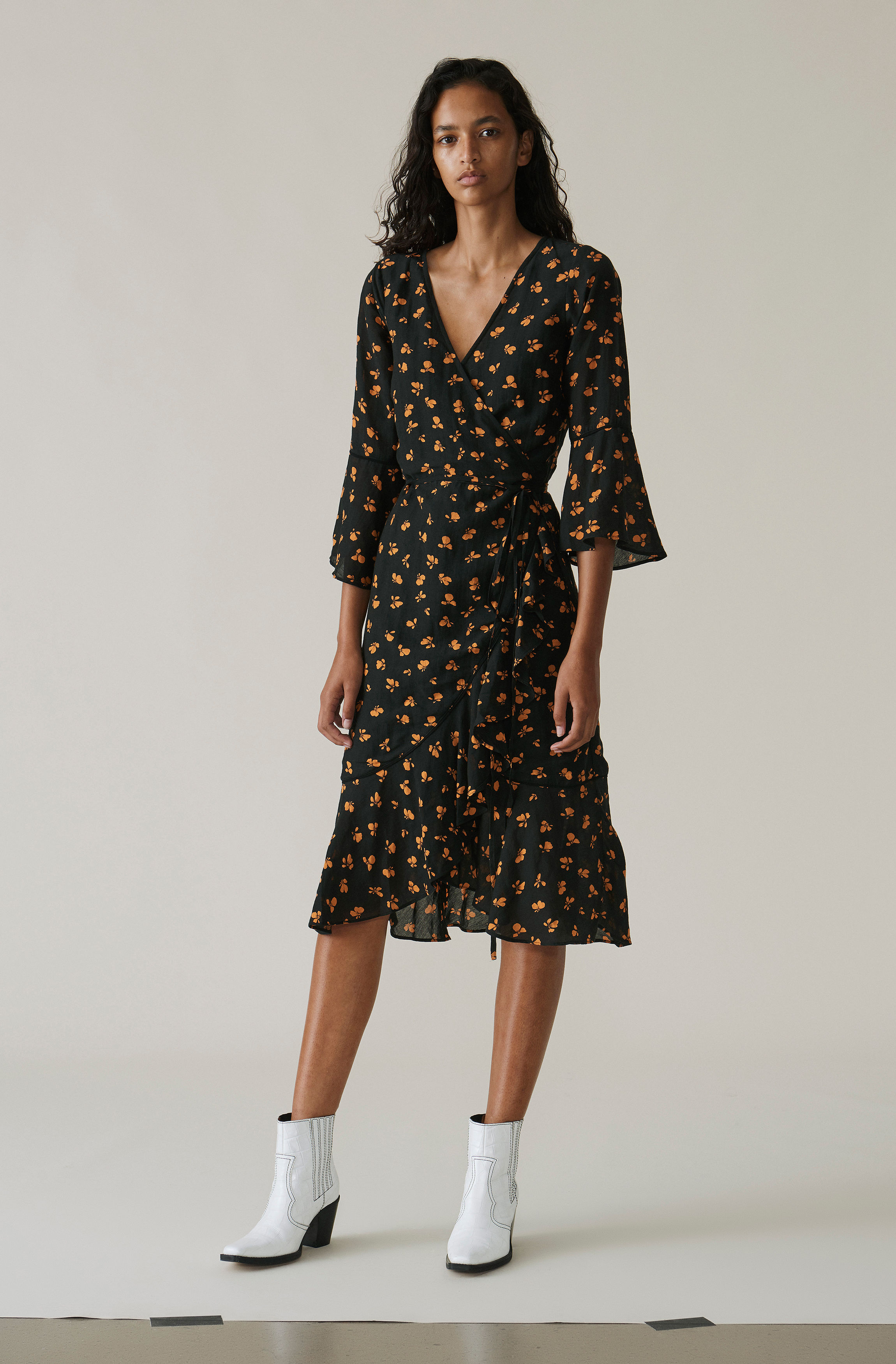 ganni beacon wrap dress