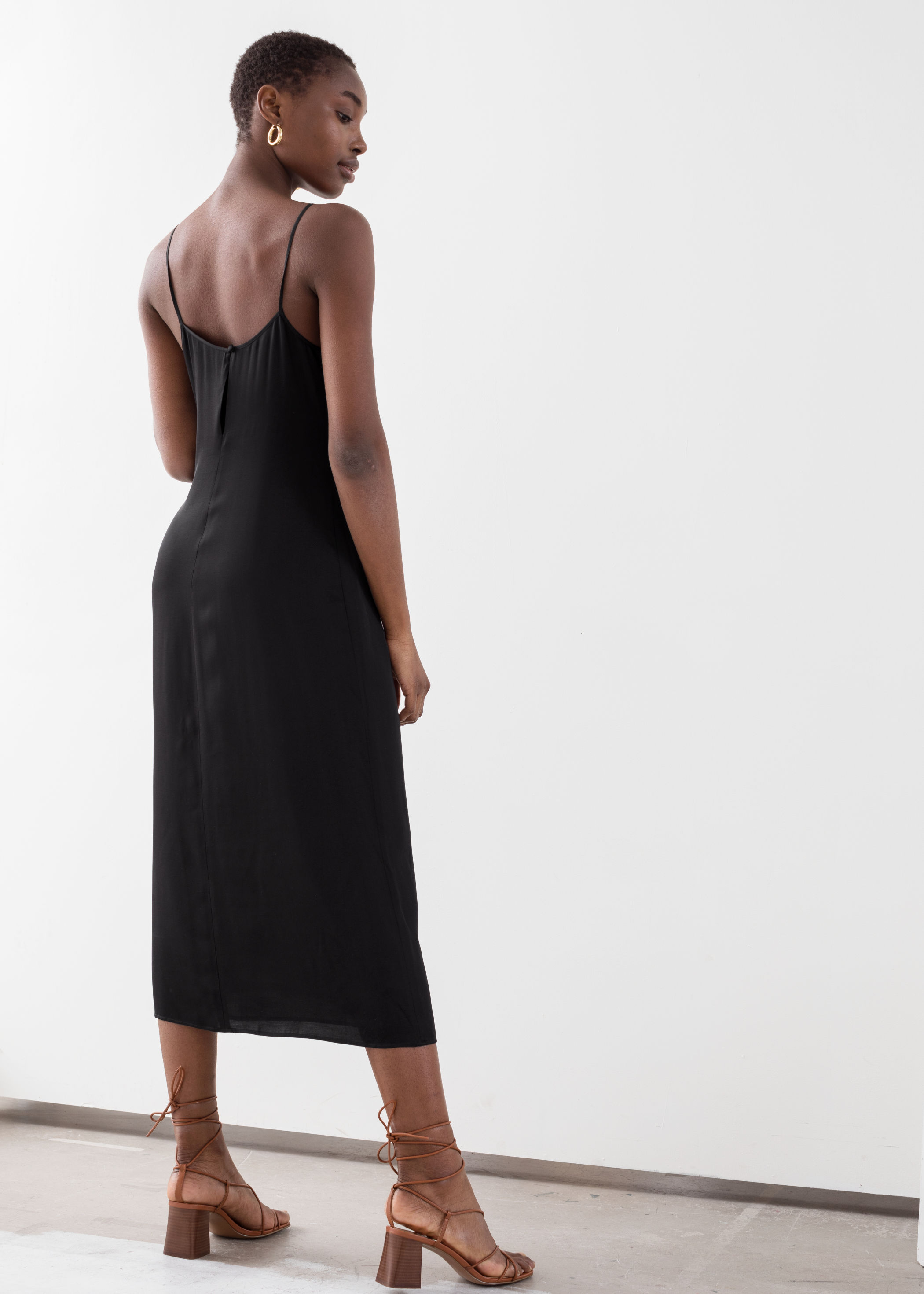 shoulder tie midi dress