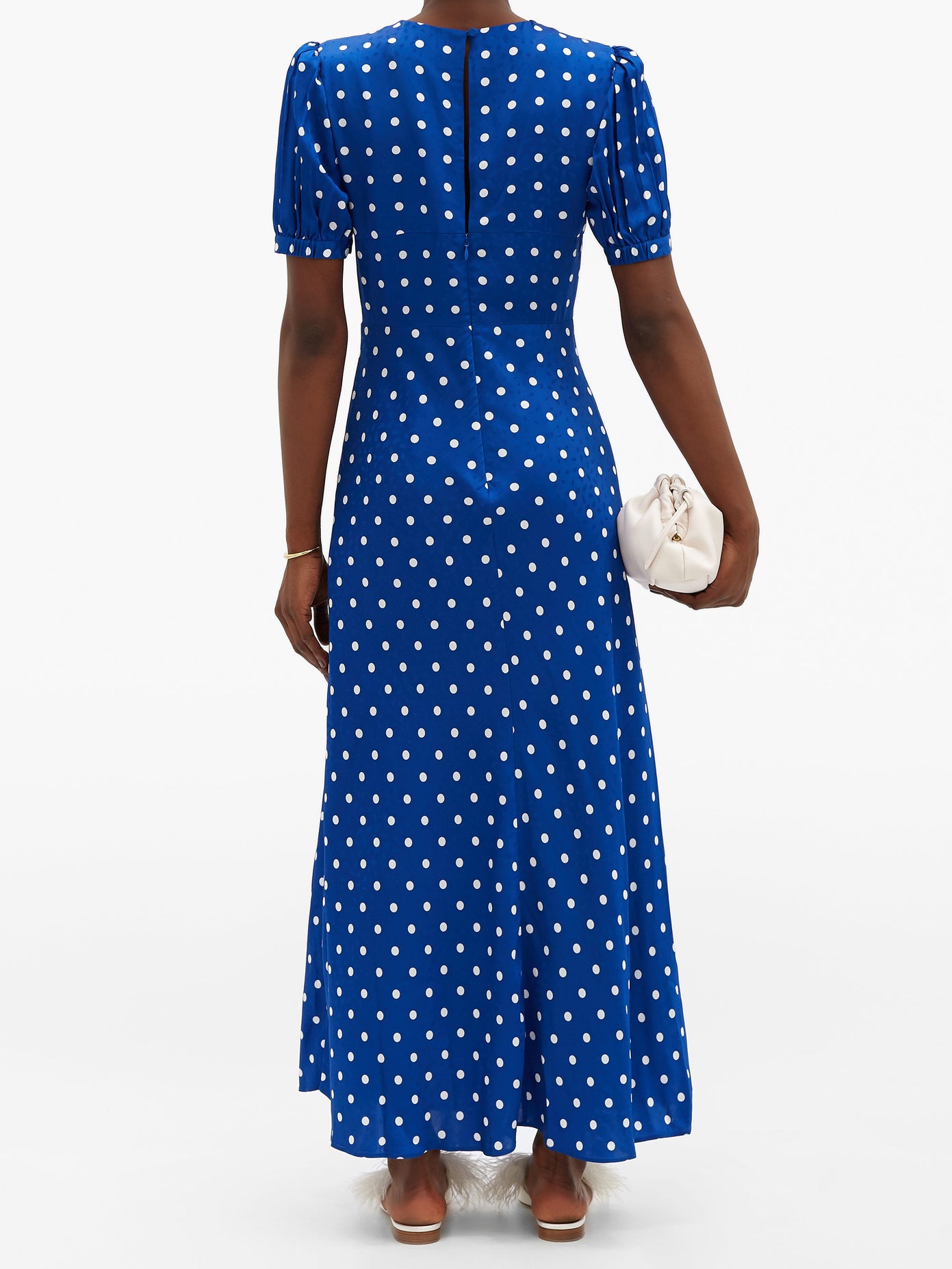 Polka-Dot Satin Midi Dress | Endource