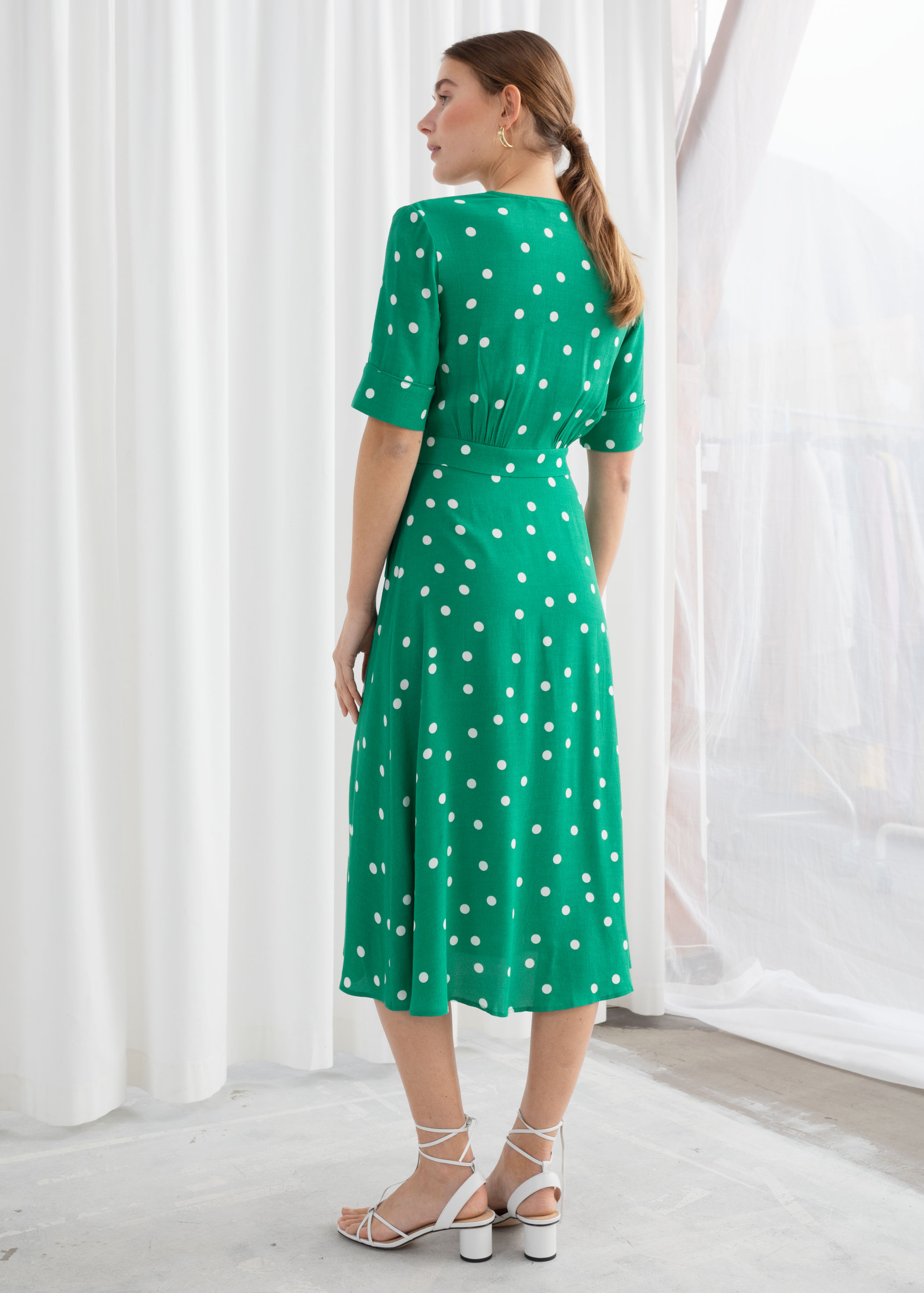 & other stories green wrap dress