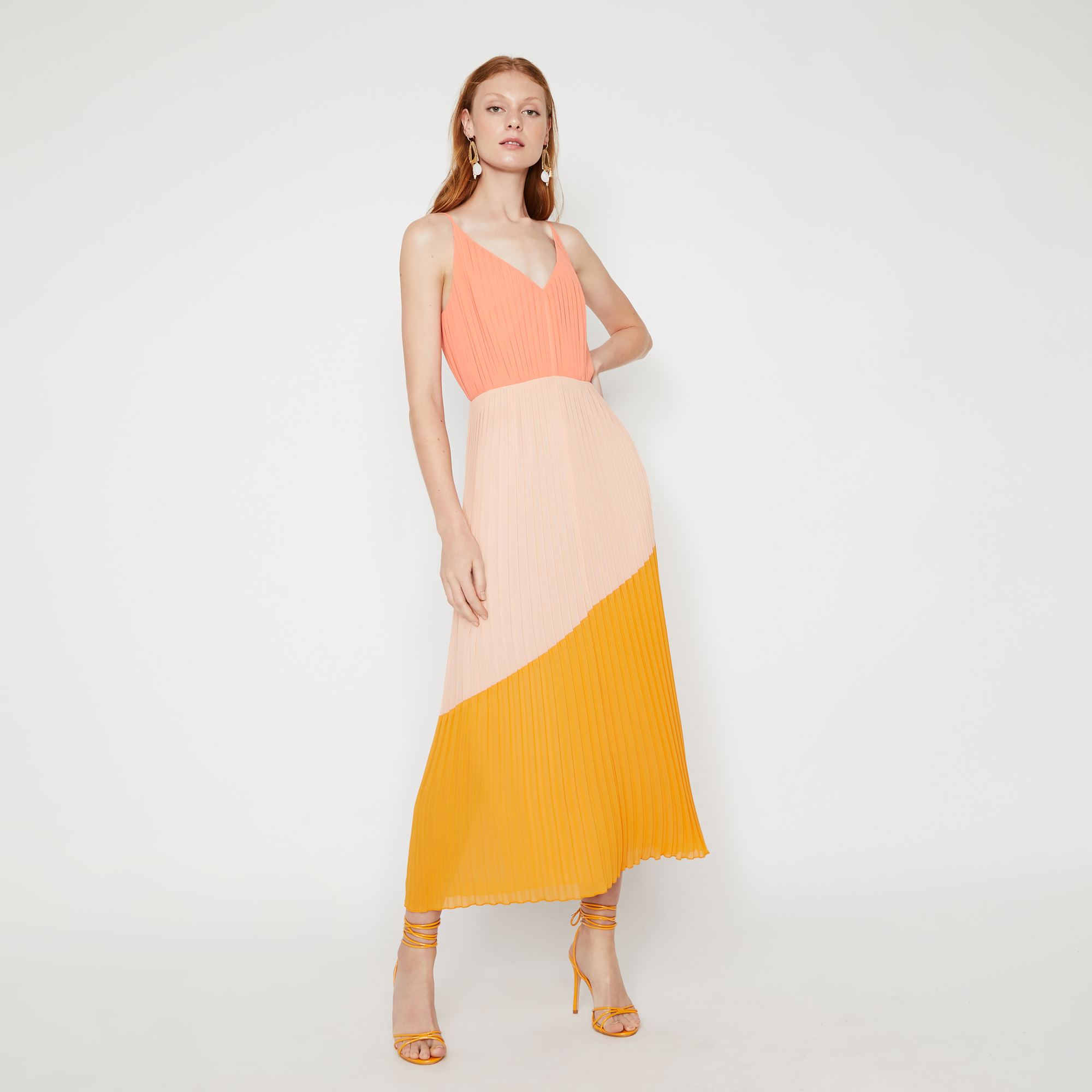 warehouse pleated colour block dress