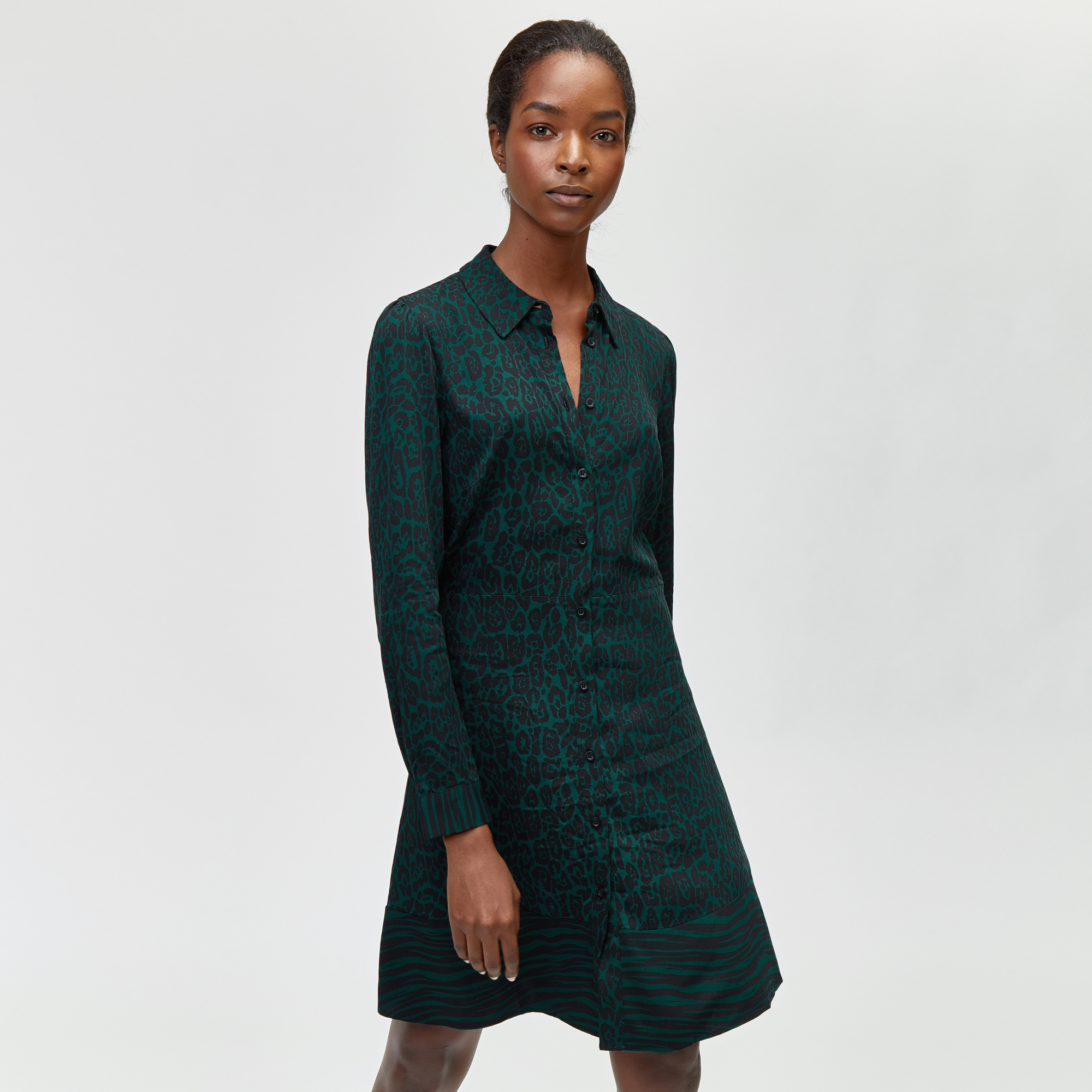 warehouse animal print dress green