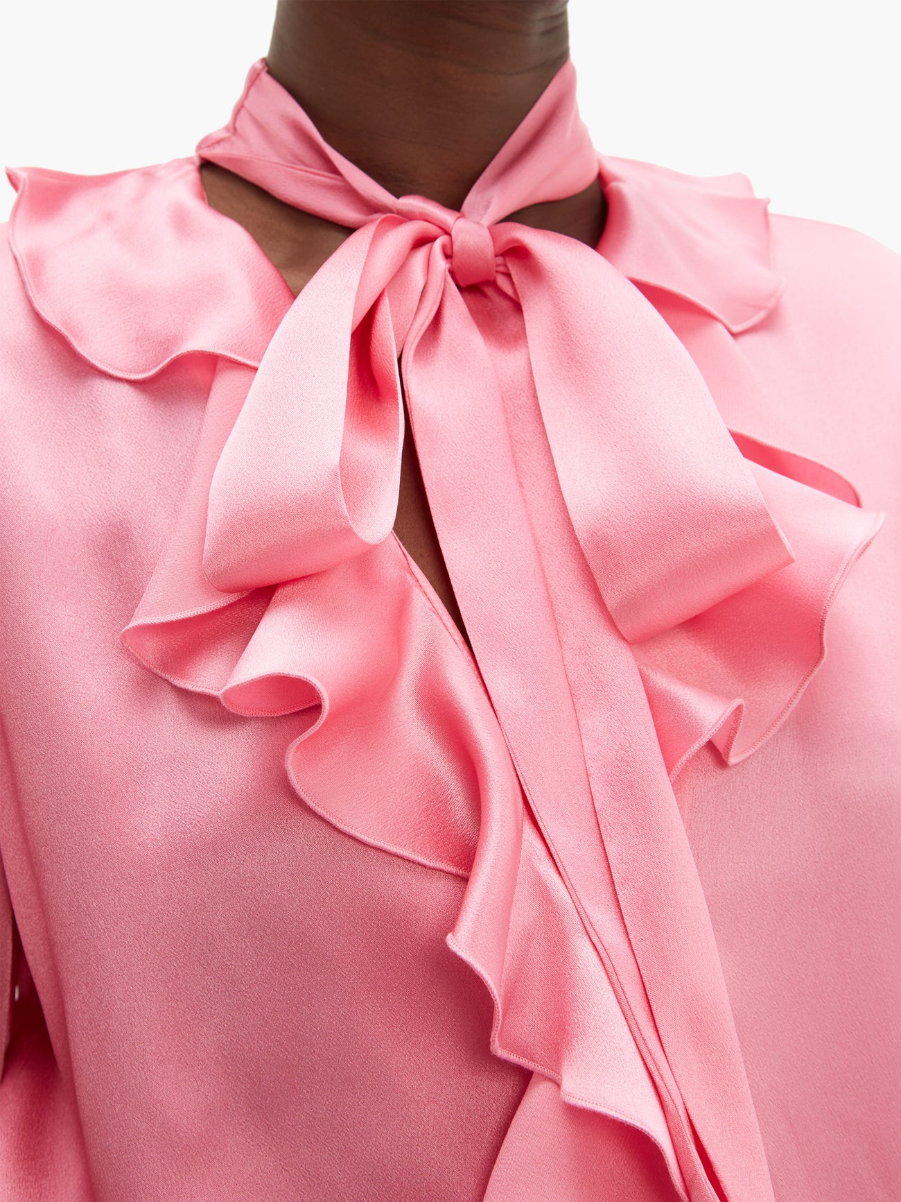 ruffle satin blouse