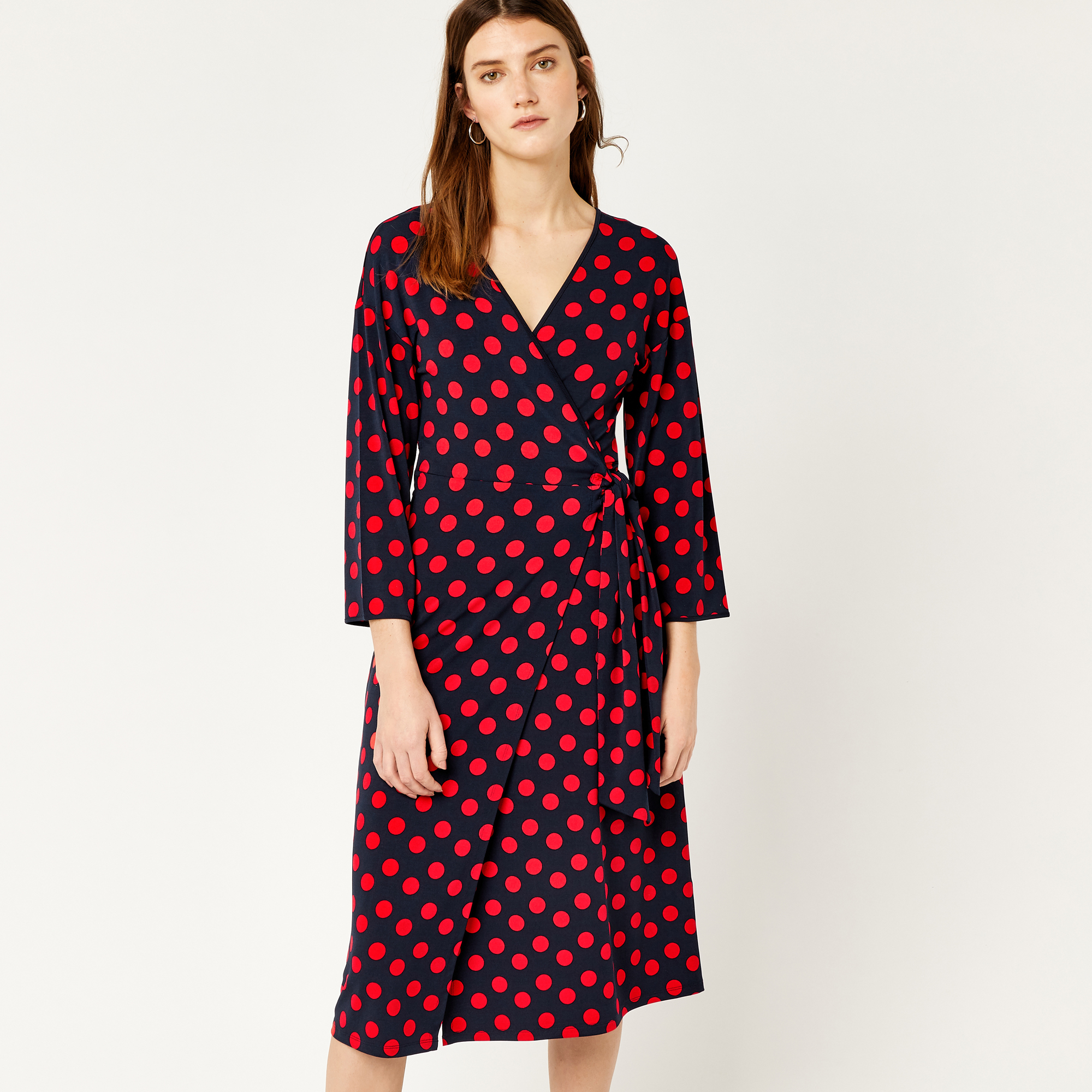 warehouse red wrap dress