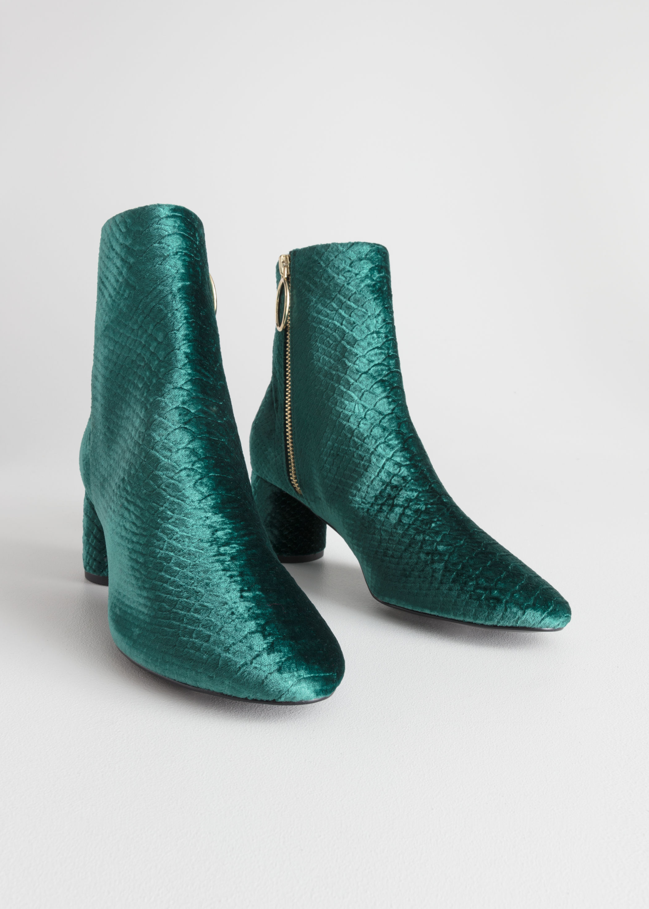 teal velvet boots