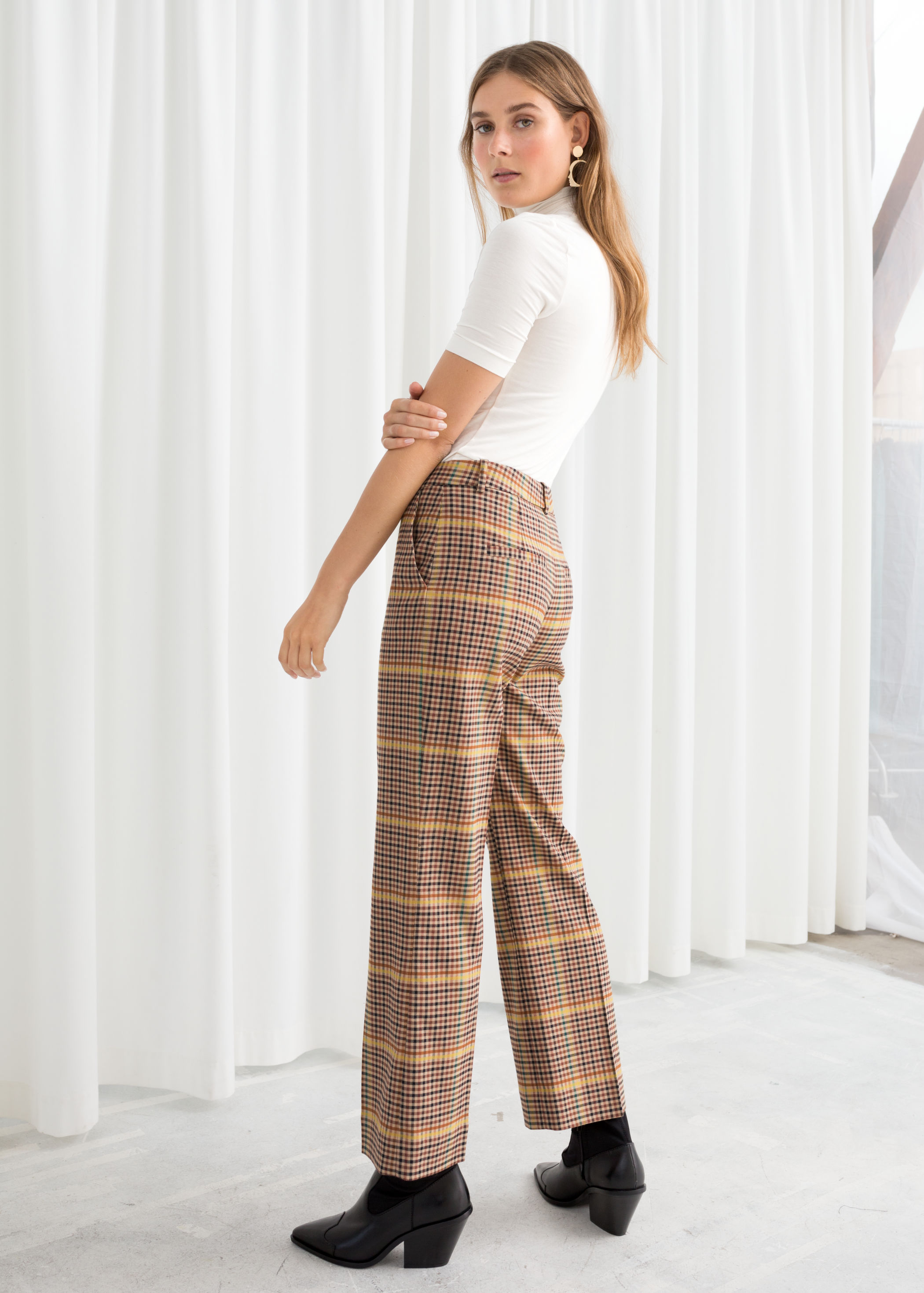 flare plaid pants