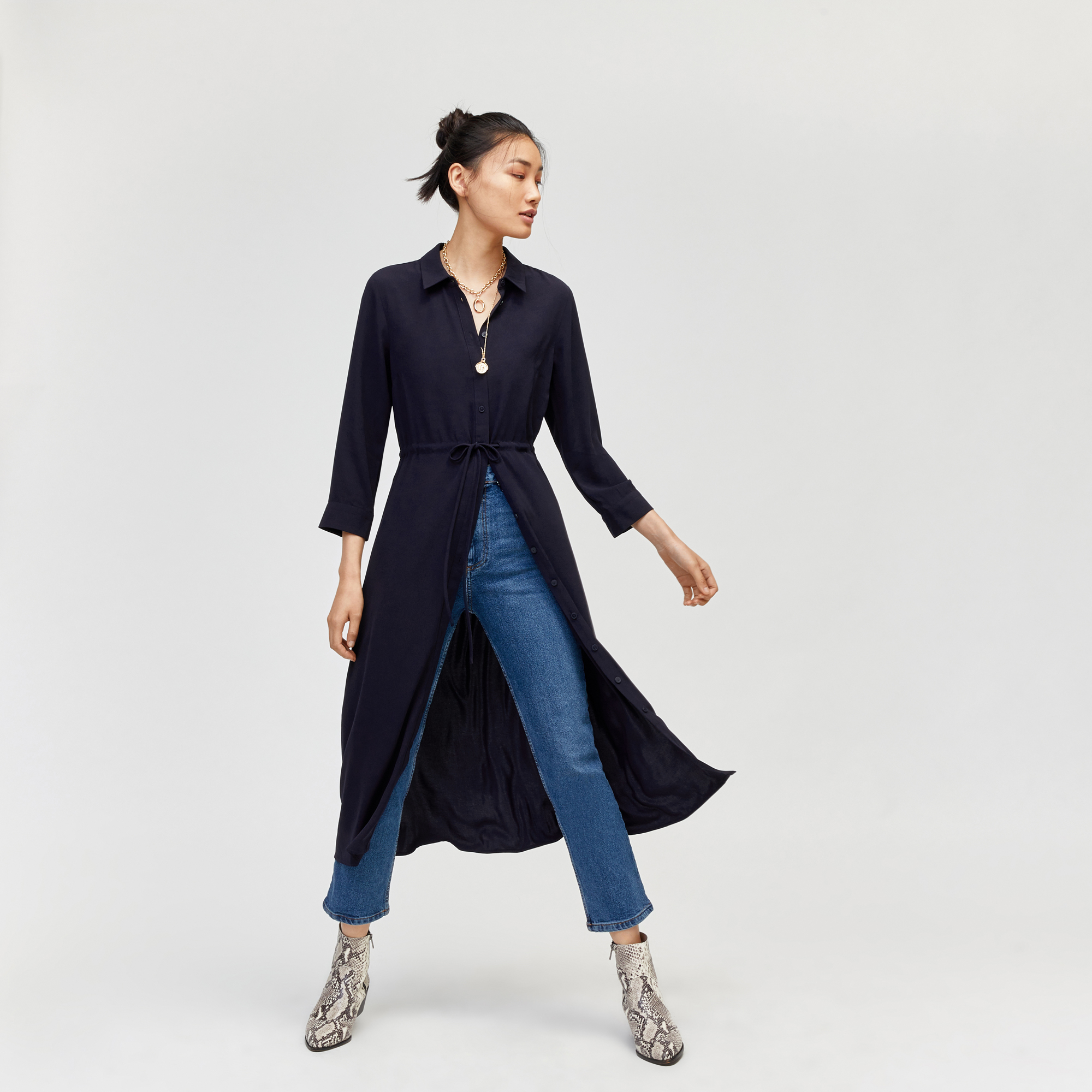 warehouse plain midi shirt dress