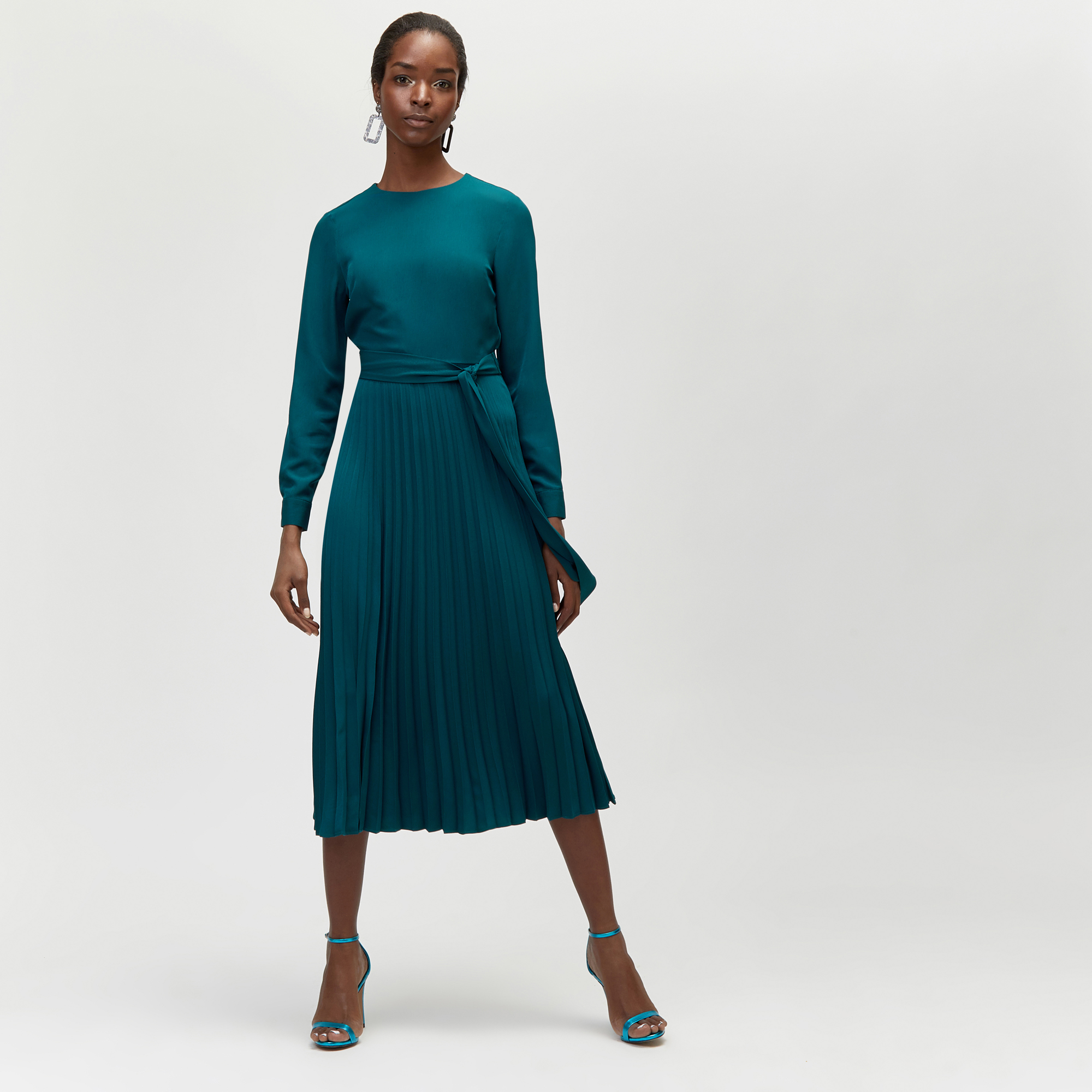 warehouse midi pleated dress