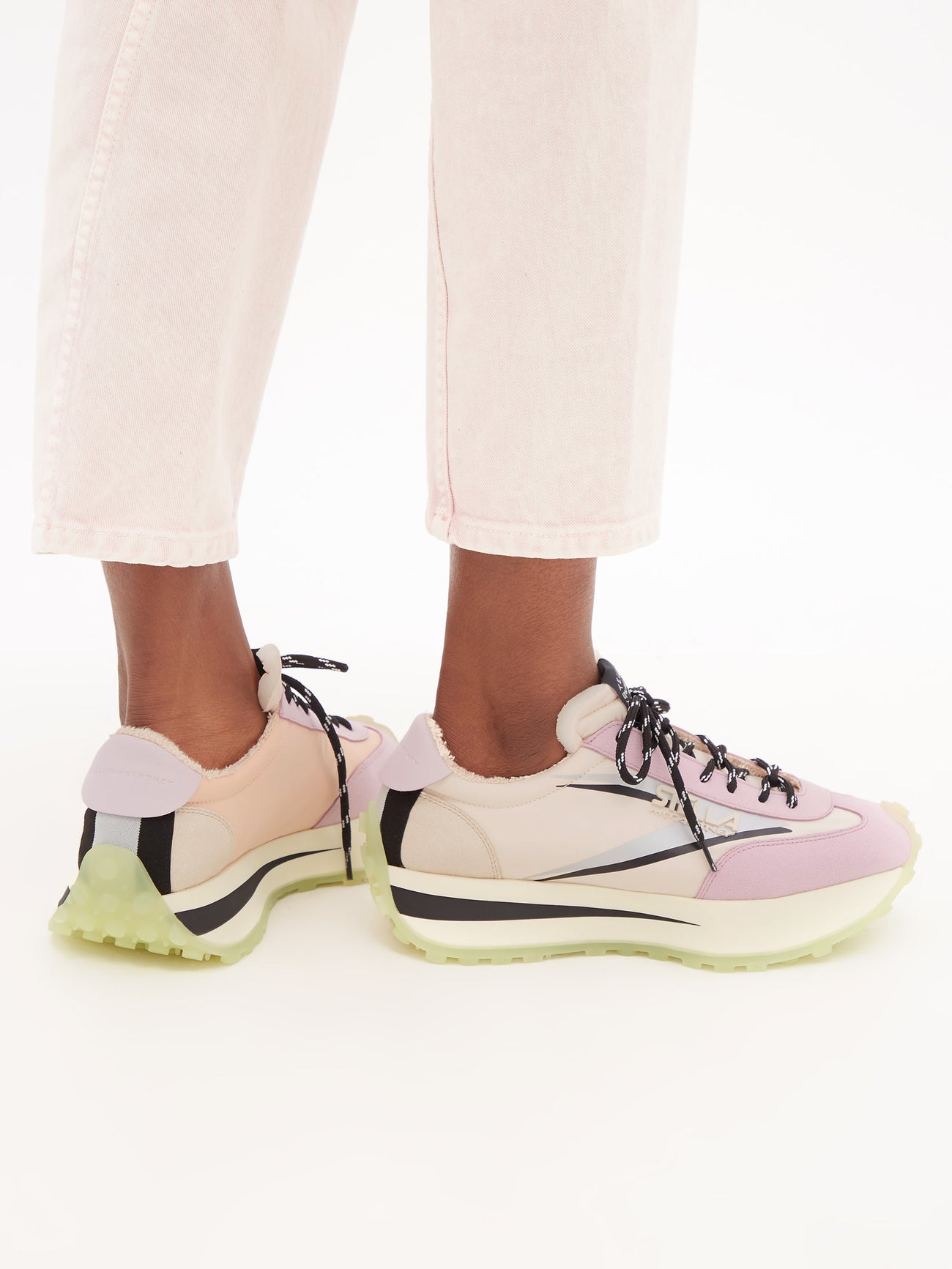 cream platform trainers