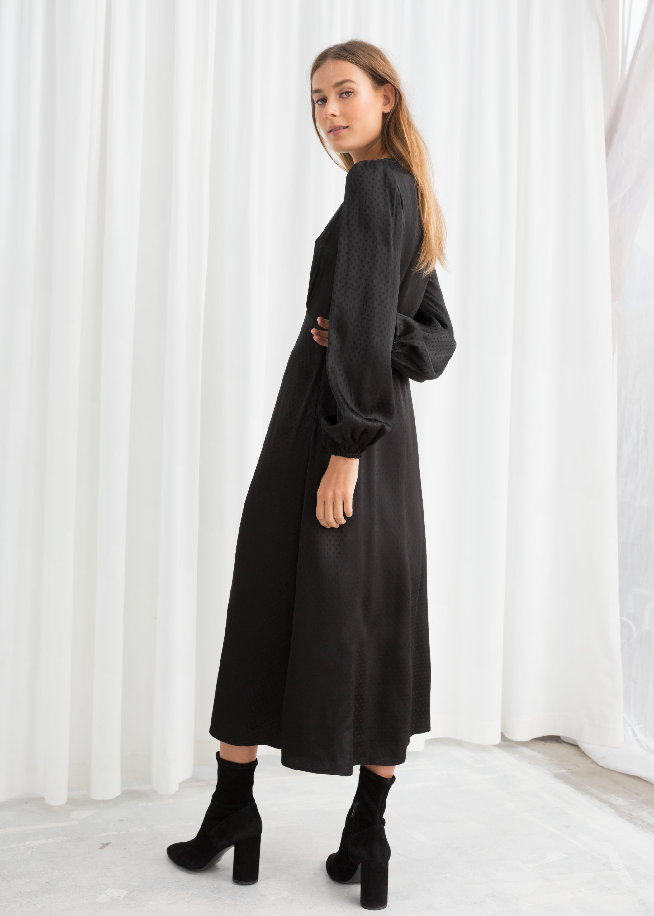 jacquard empire midi dress