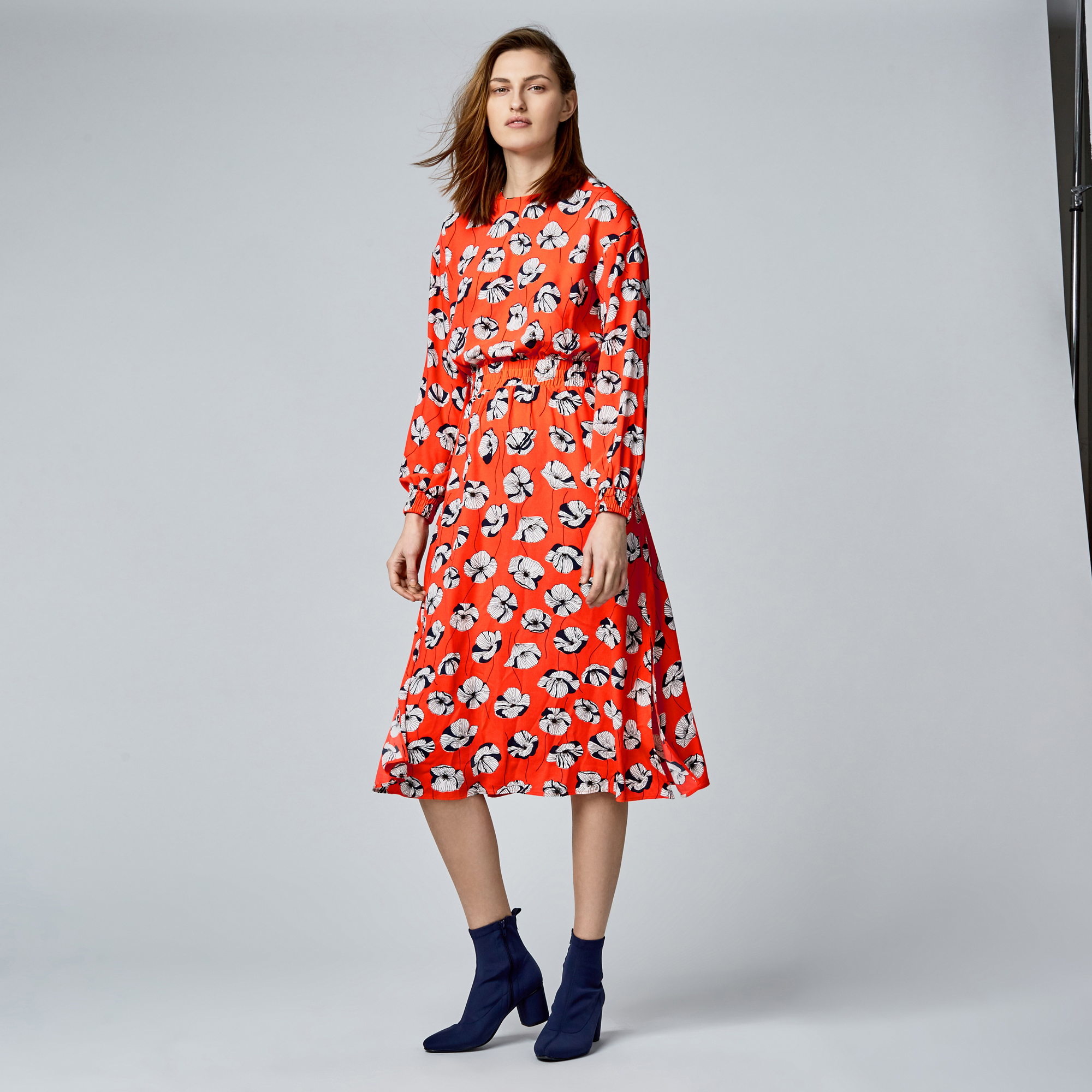 warehouse floral midi dress