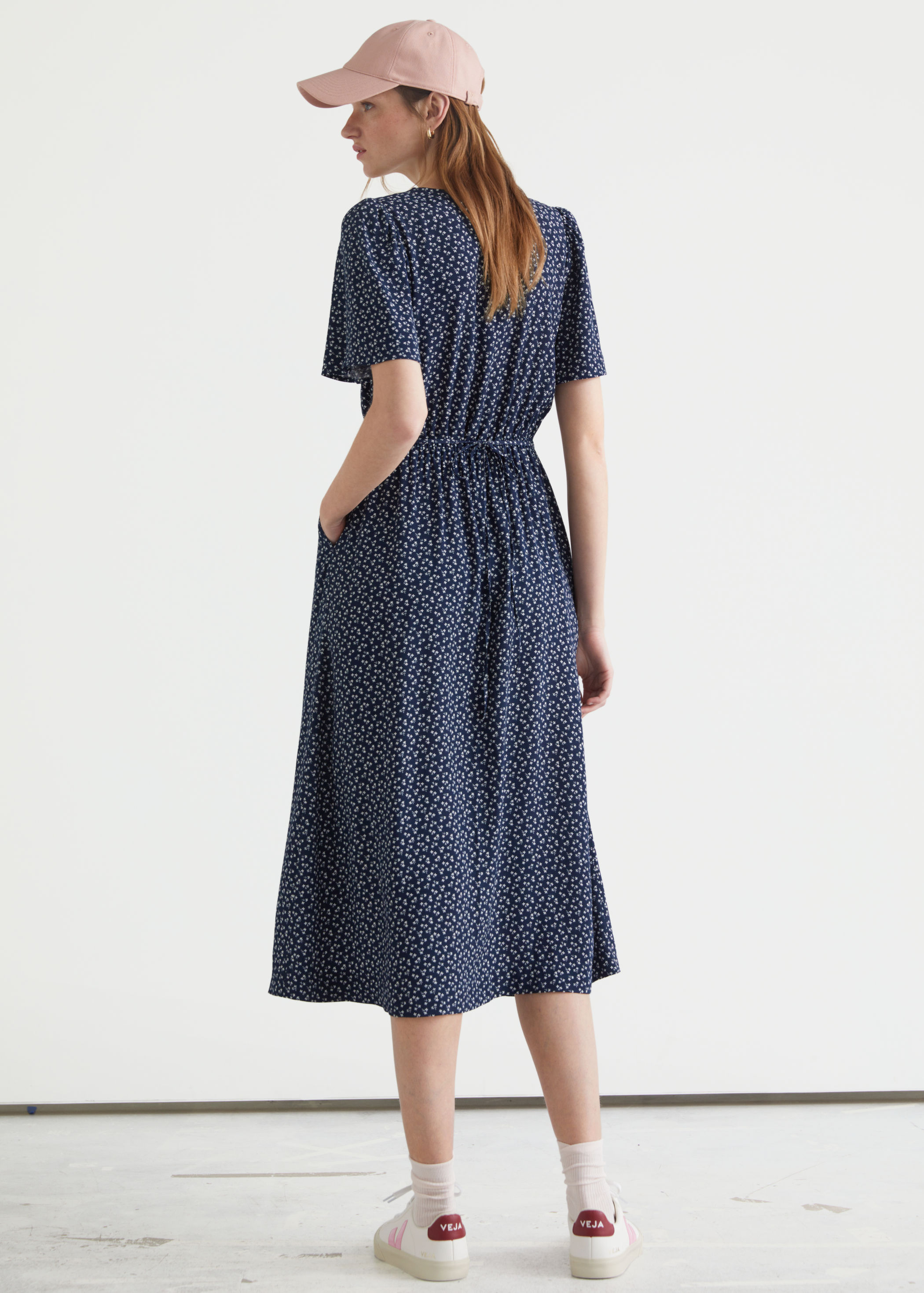 Gathered Flutter Sleeve Maxi Dress ...