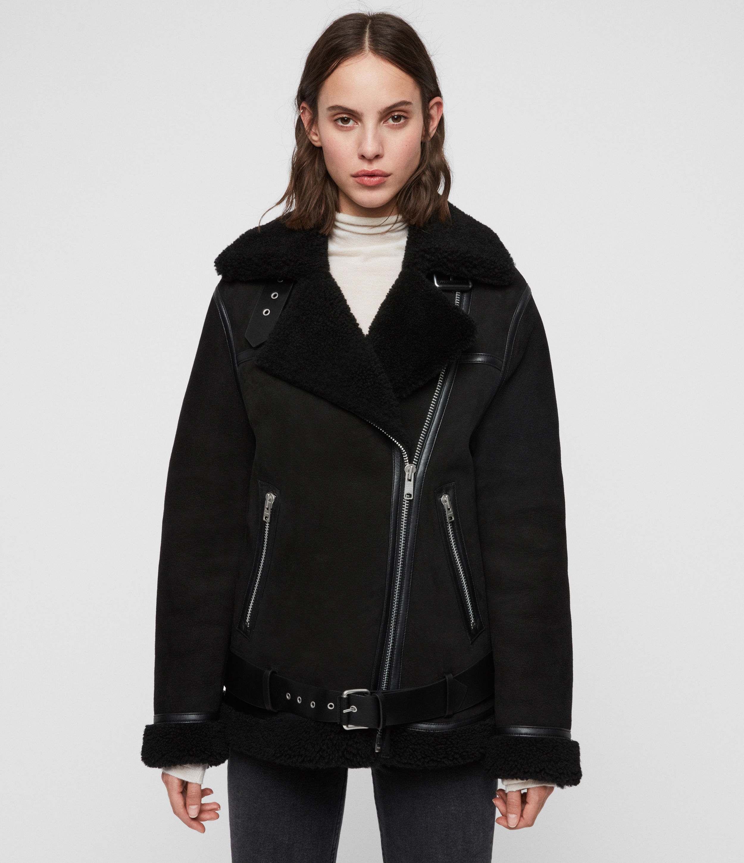 all saints black parka