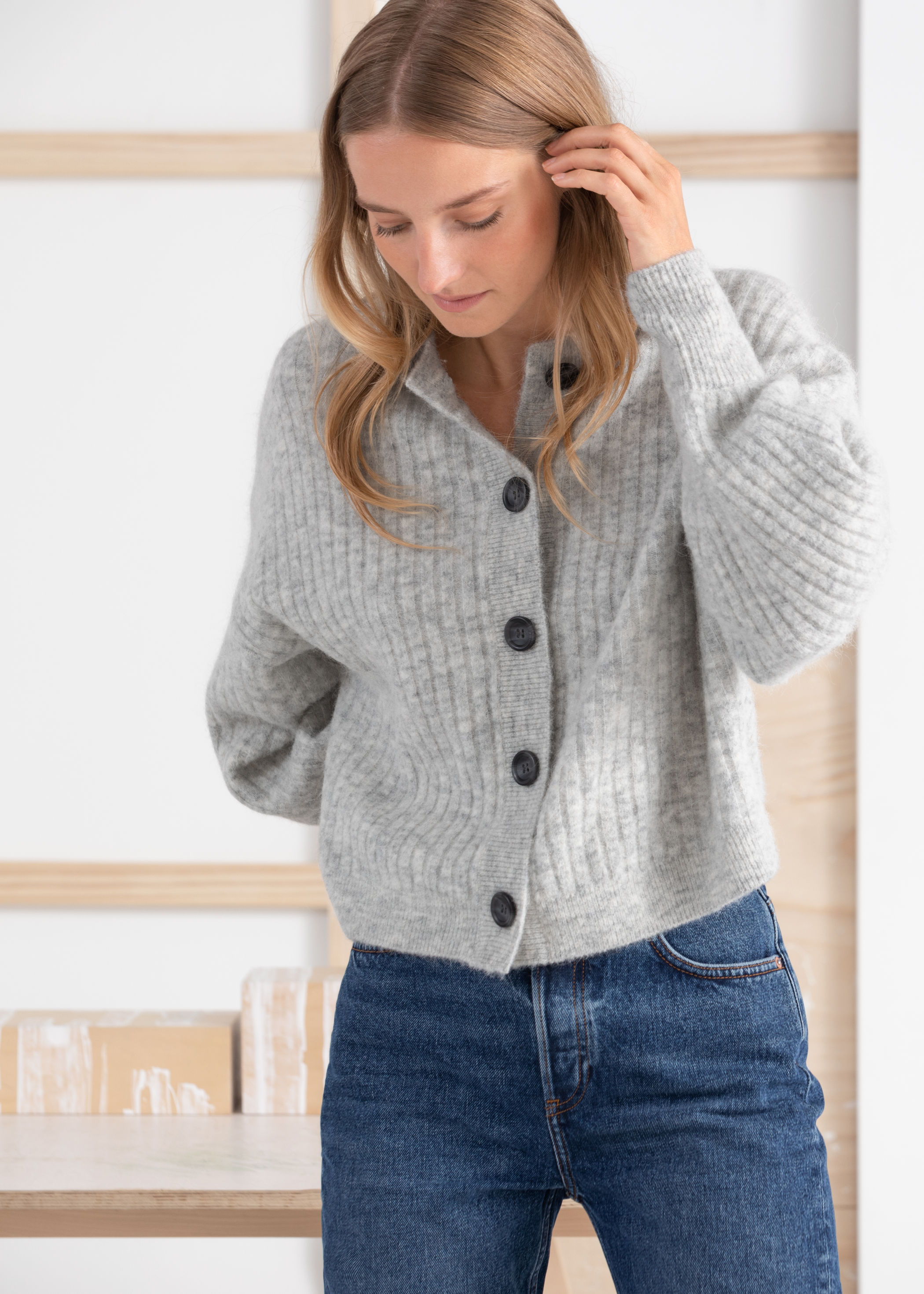 other stories grey cardigan