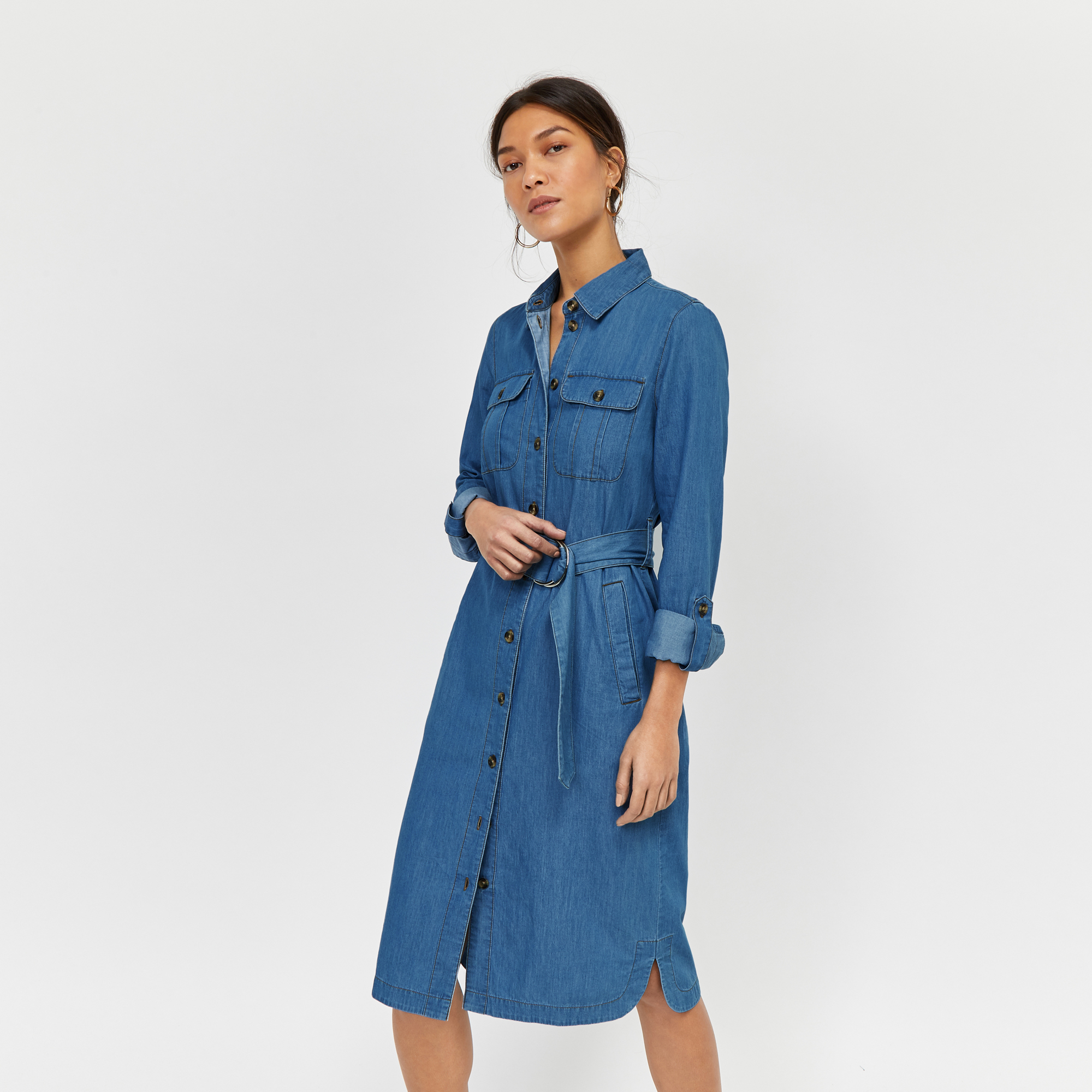 warehouse long denim dress