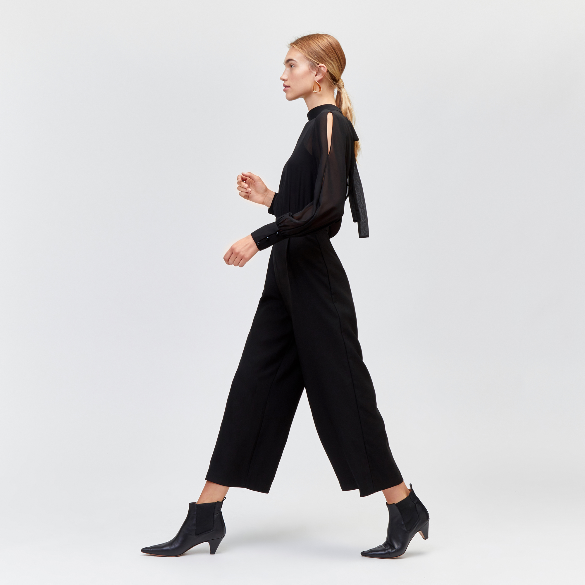 warehouse chiffon sleeve jumpsuit