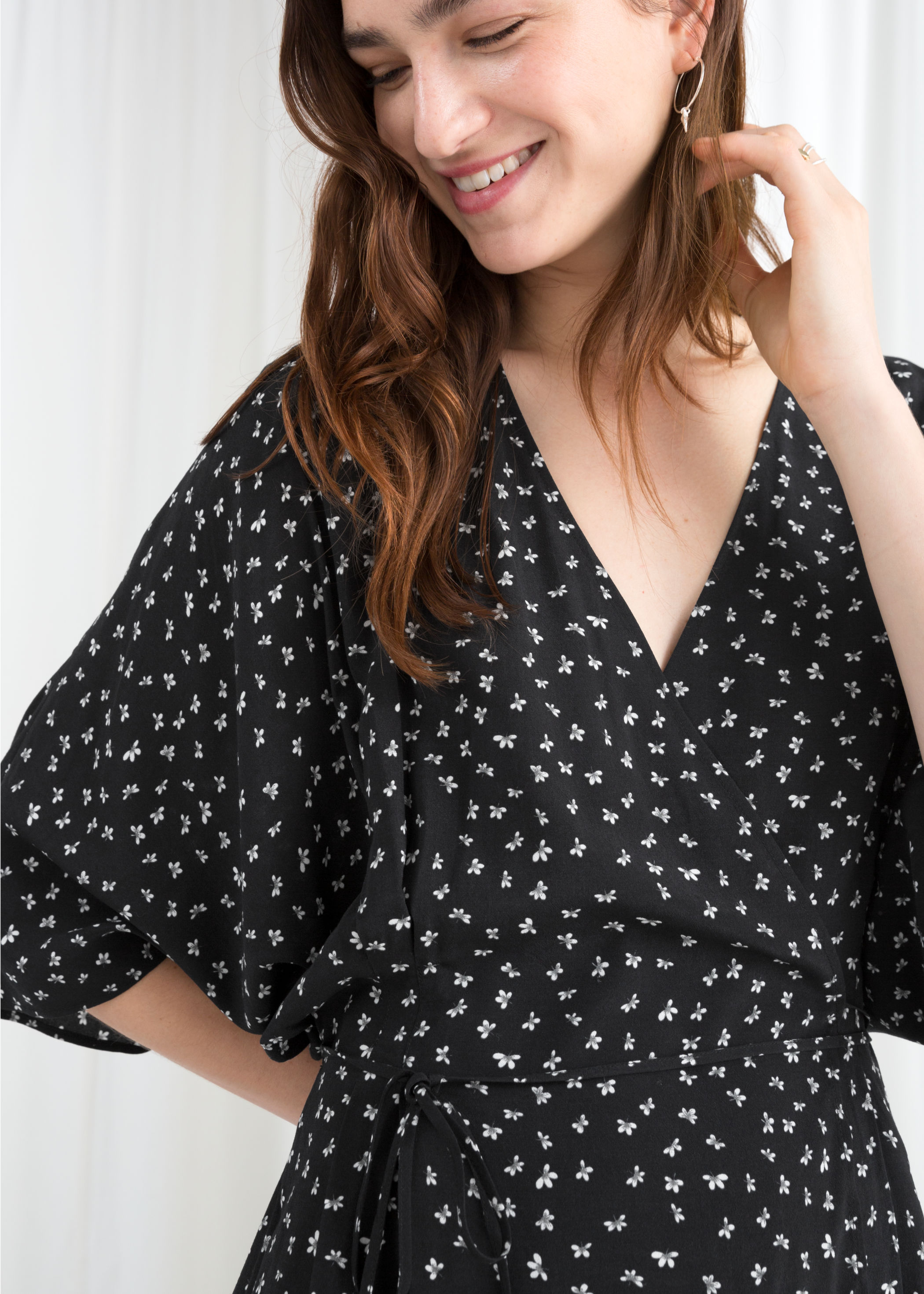 billowy wrap mini dress