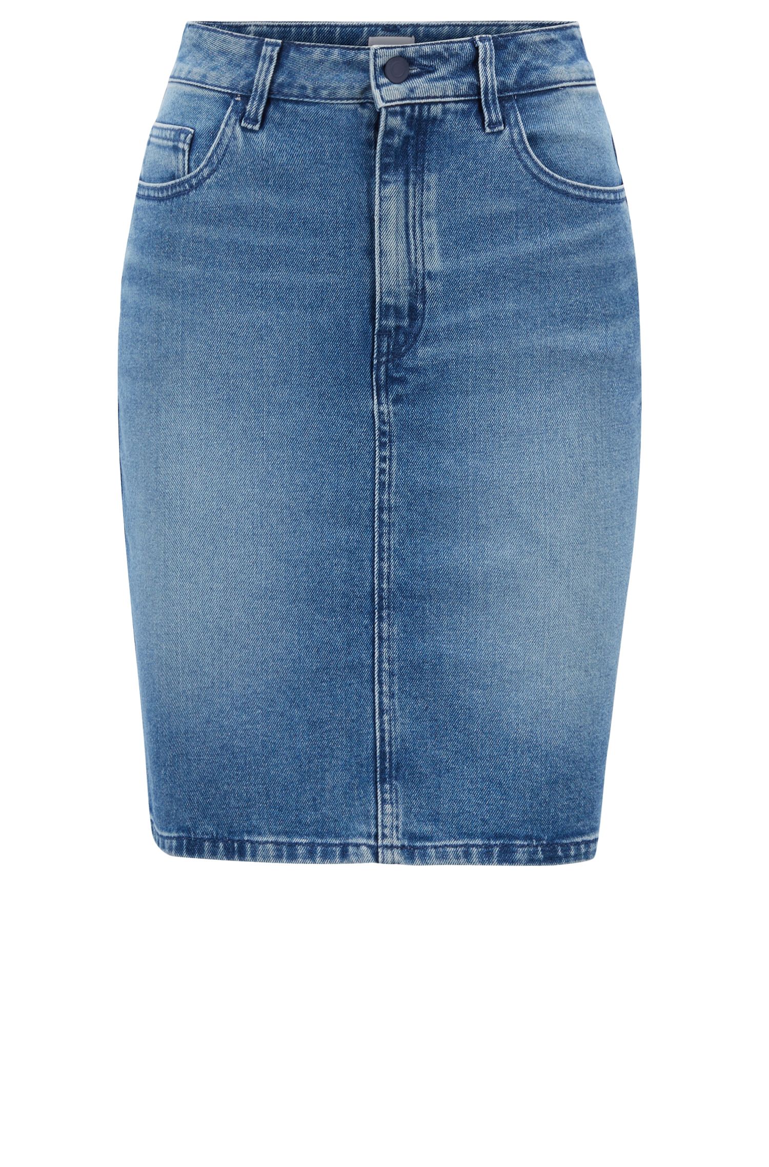 slim fit denim skirt