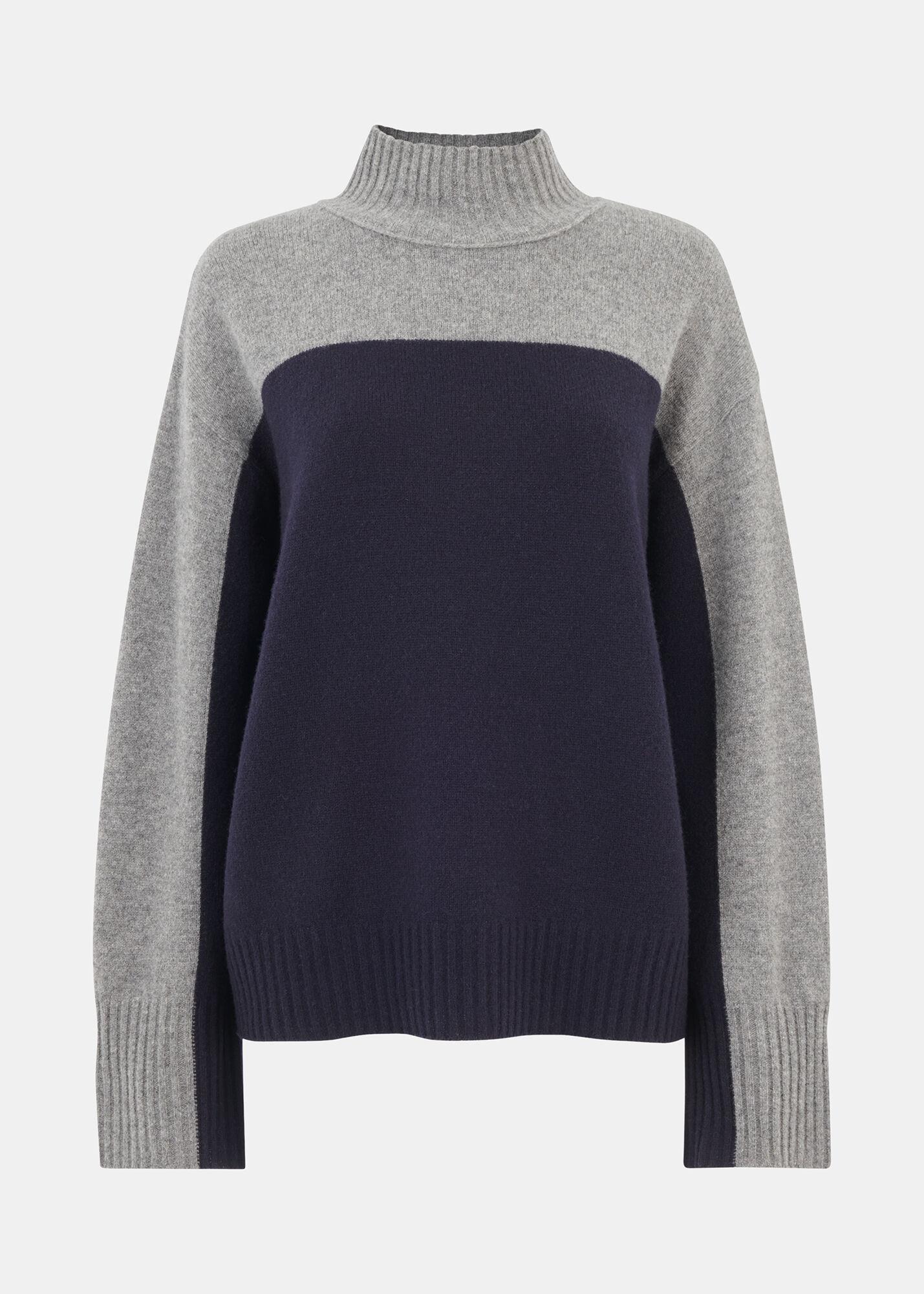 WHISTLES Colour Block Jumper in Navy/Multi Endource